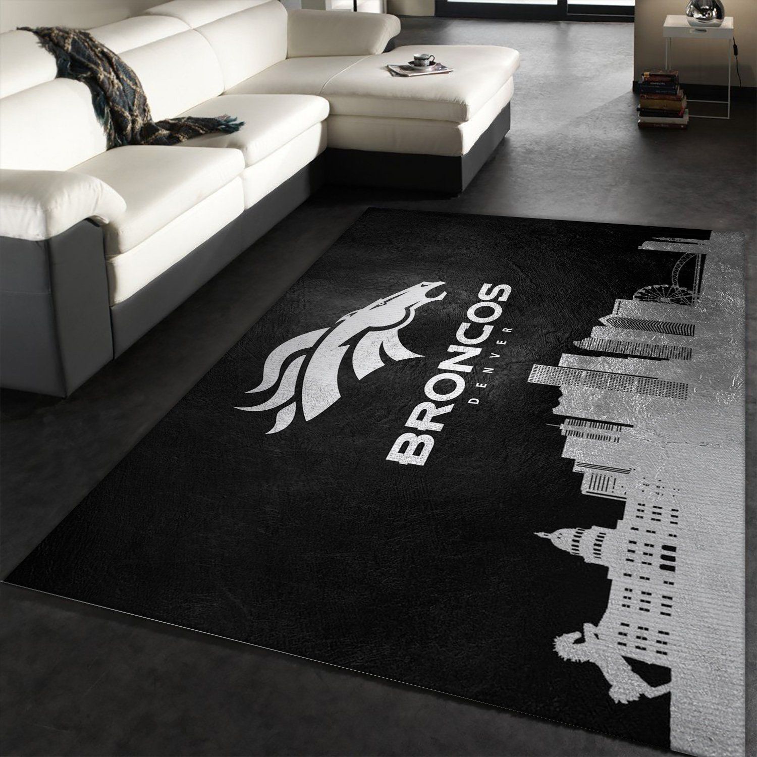 Denver Broncos Skyline NFL Area Rug Carpet, Living room and bedroom Rug, Family Gift US Decor - Indoor Outdoor Rugs