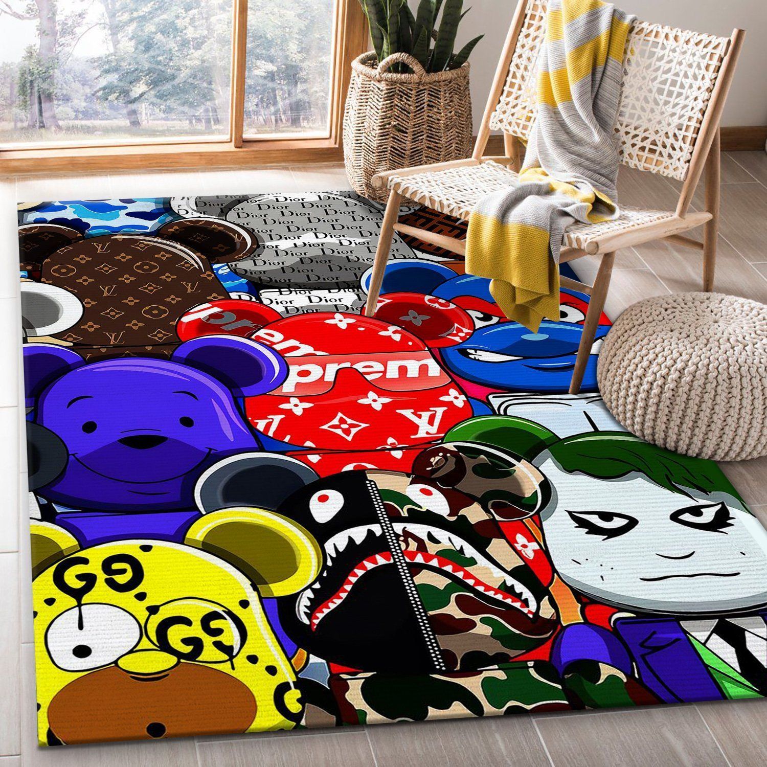 Bearbrick Rectangle Rug Living Room Rug Home Decor Floor Decor - Indoor Outdoor Rugs