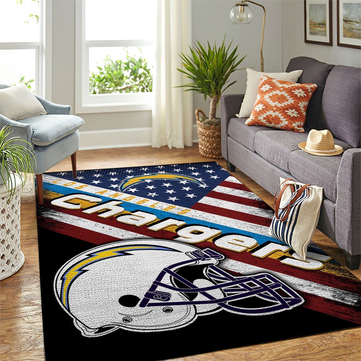 Los Angeles Chargers Nfl Team Logo American Style Nice Gift Home Decor Area Rug Rugs For Living Room - Indoor Outdoor Rugs