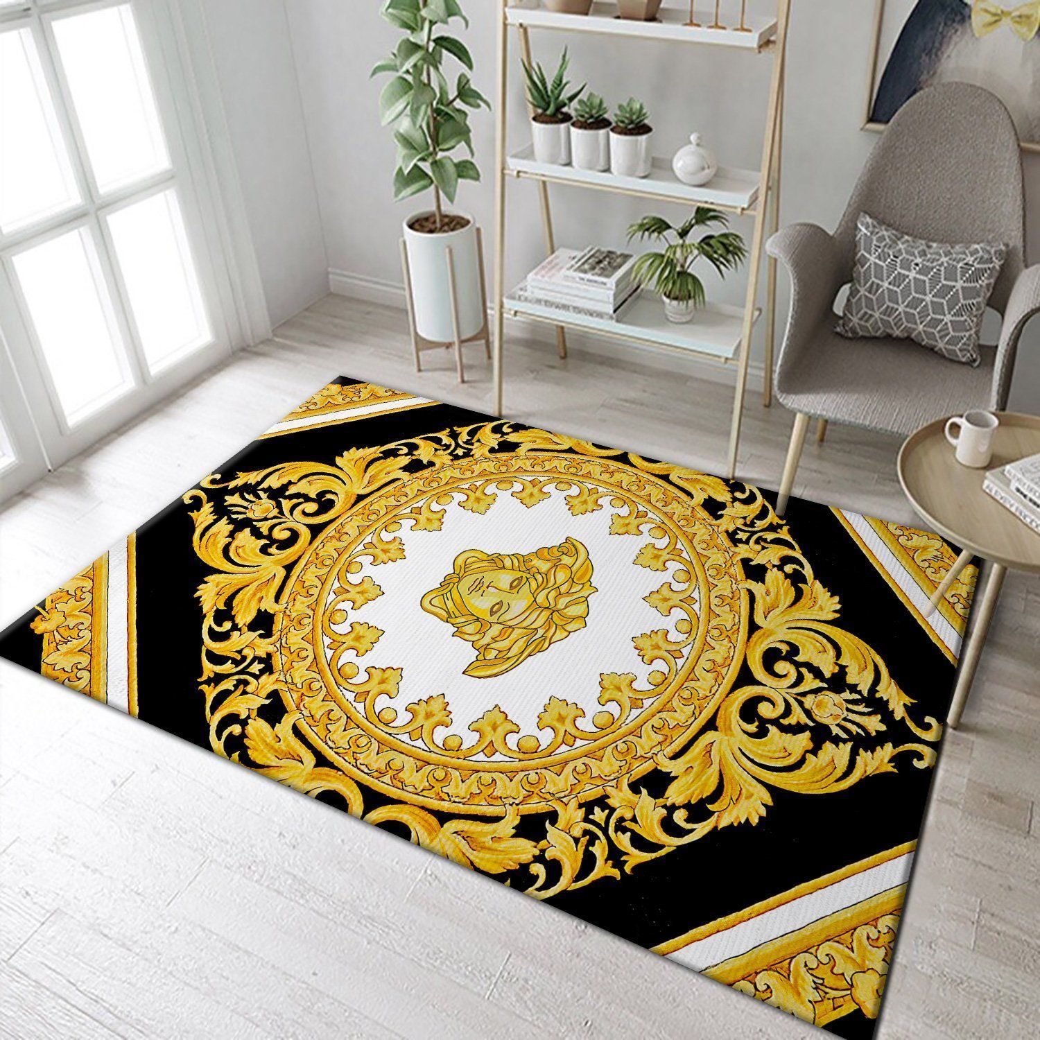 Versace Fashion Brand Logo Gold Area Rugs Living Room Carpet Floor Decor The US D cor - Indoor Outdoor Rugs