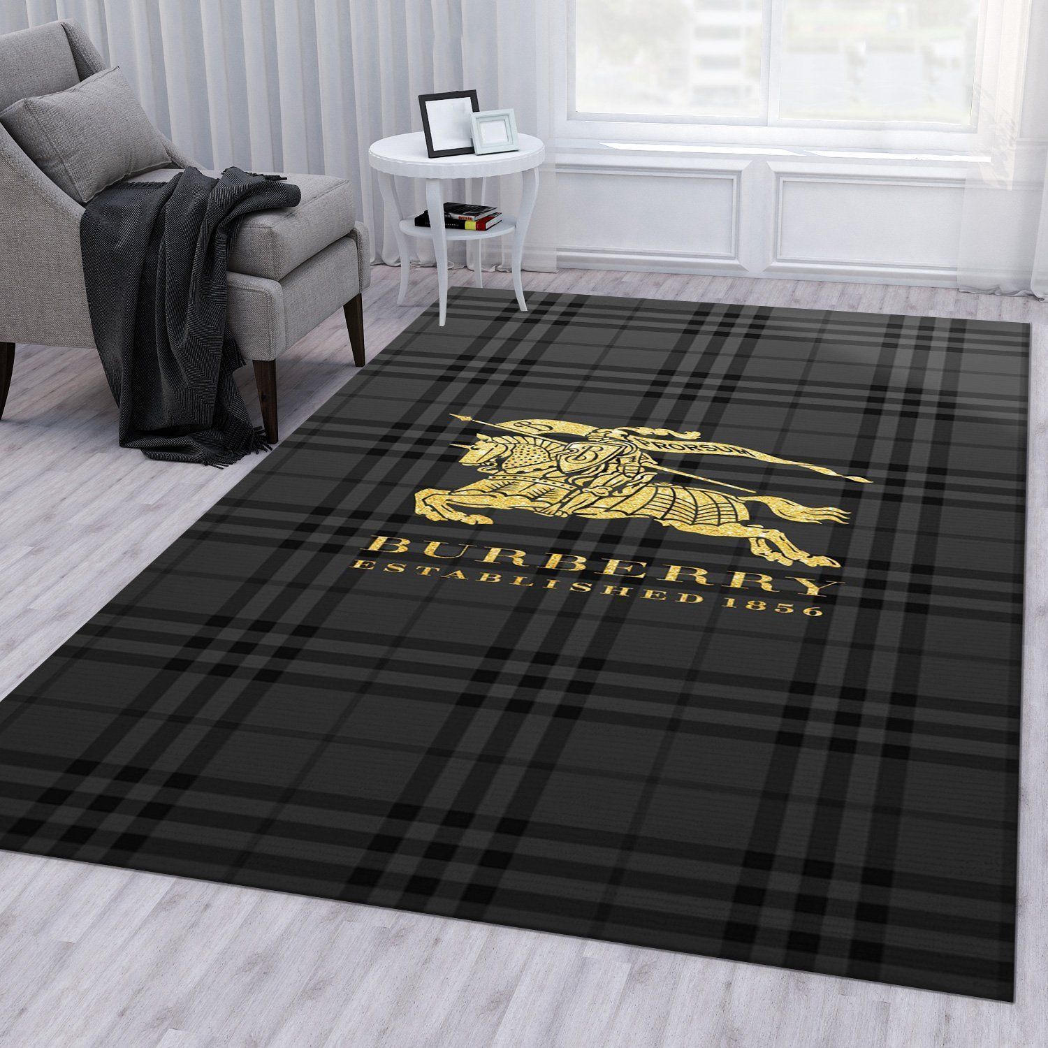 Burberry Area Rug For Christmas Fashion Brand Rug Bedroom Rug Christmas Gift US Decor - Indoor Outdoor Rugs