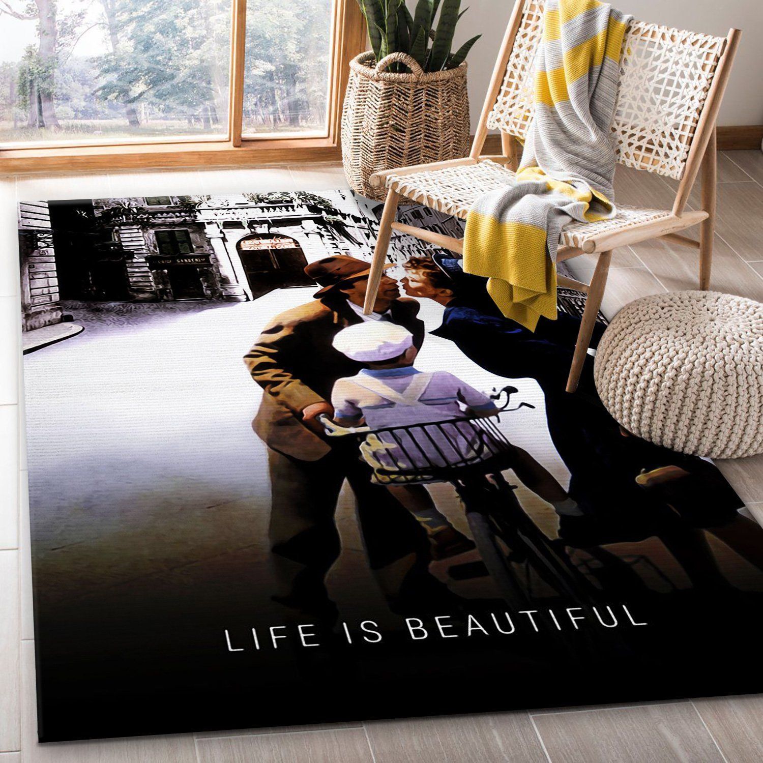 Life Is Beautiful Area Rug Art Painting Movie Rugs Home US Decor - Indoor Outdoor Rugs