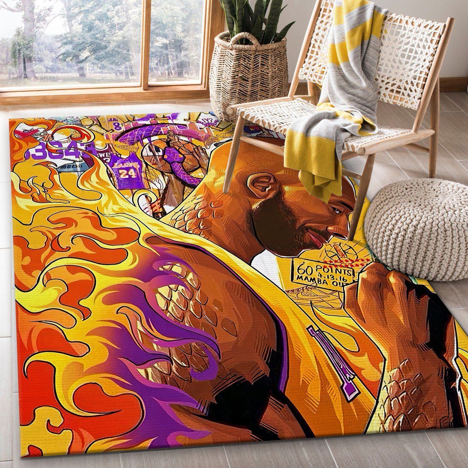 Kobe Bryant Legends Los Angeles Lakers NBA Basketball Area Rug Floor Decor The US Decor - Indoor Outdoor Rugs