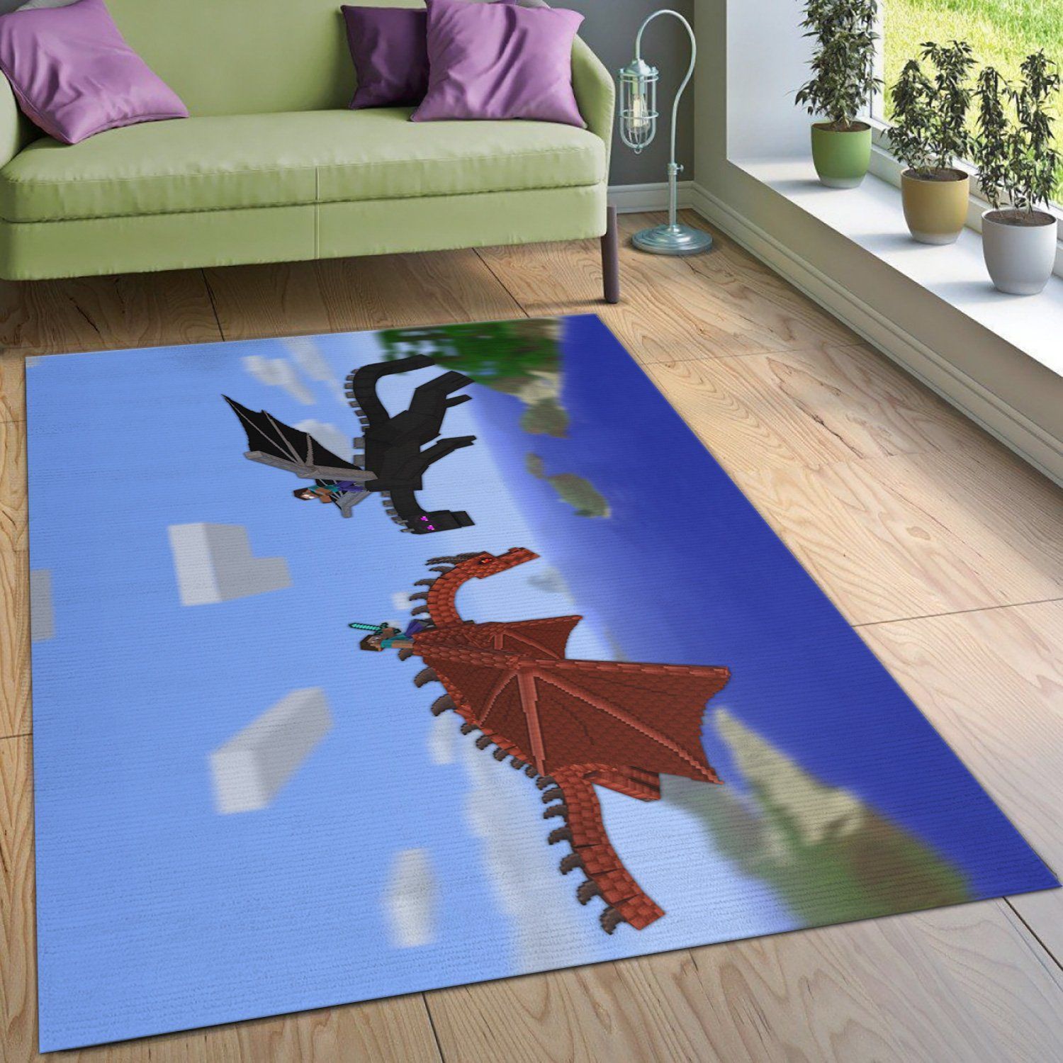 Minecraft Rug Living Room Rug Home Decor Floor Decor - Indoor Outdoor Rugs