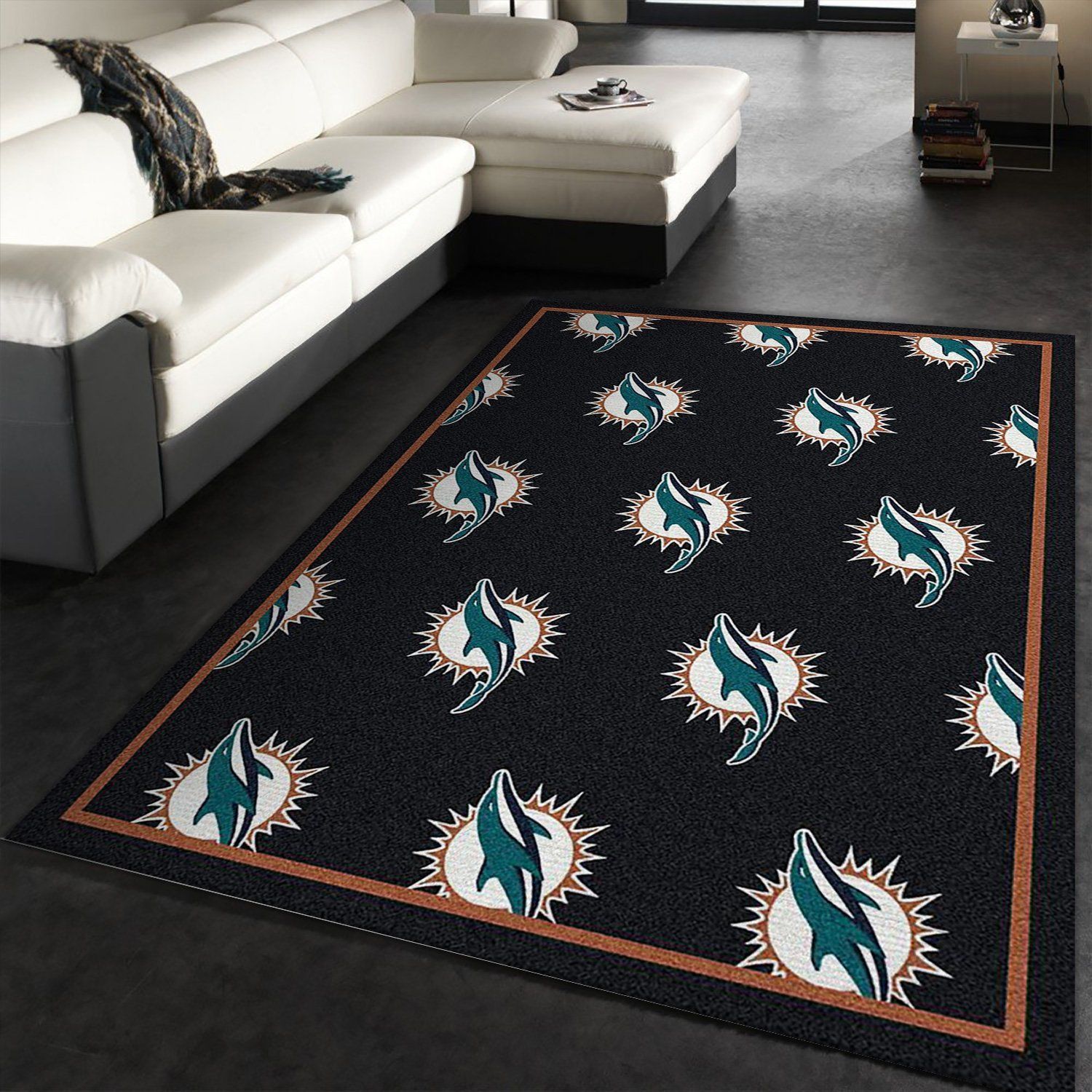 Miami Dolphins Repeat Rug Nfl Team Area Rug, Kitchen Rug, US Gift Decor - Indoor Outdoor Rugs