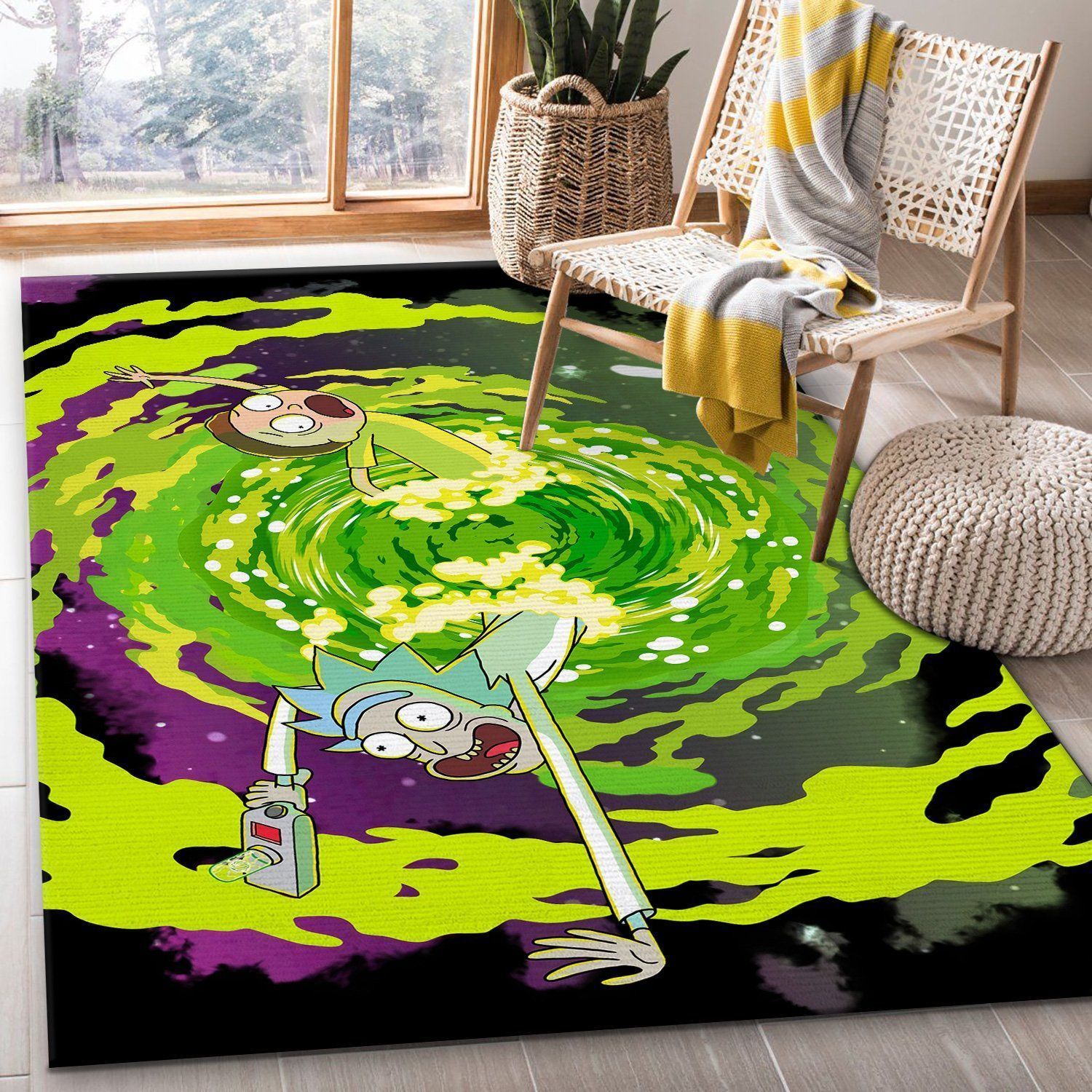 Rick and Morty in the Upside Down Area Rugs Living Room Carpet Floor Decor The US Decor - Indoor Outdoor Rugs