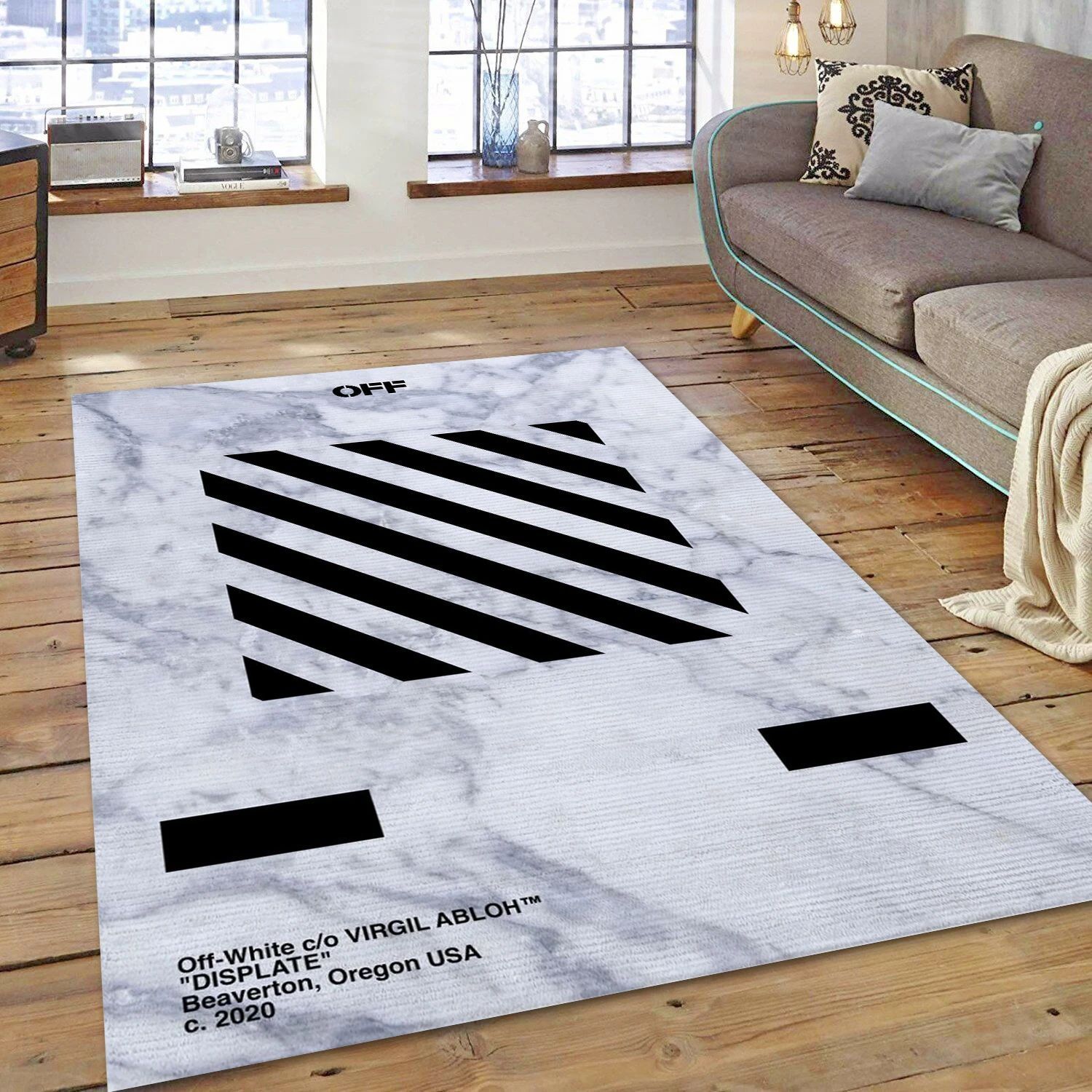 Off White Black Marmor , Living Room Rug - Family US Decor - Indoor Outdoor Rugs