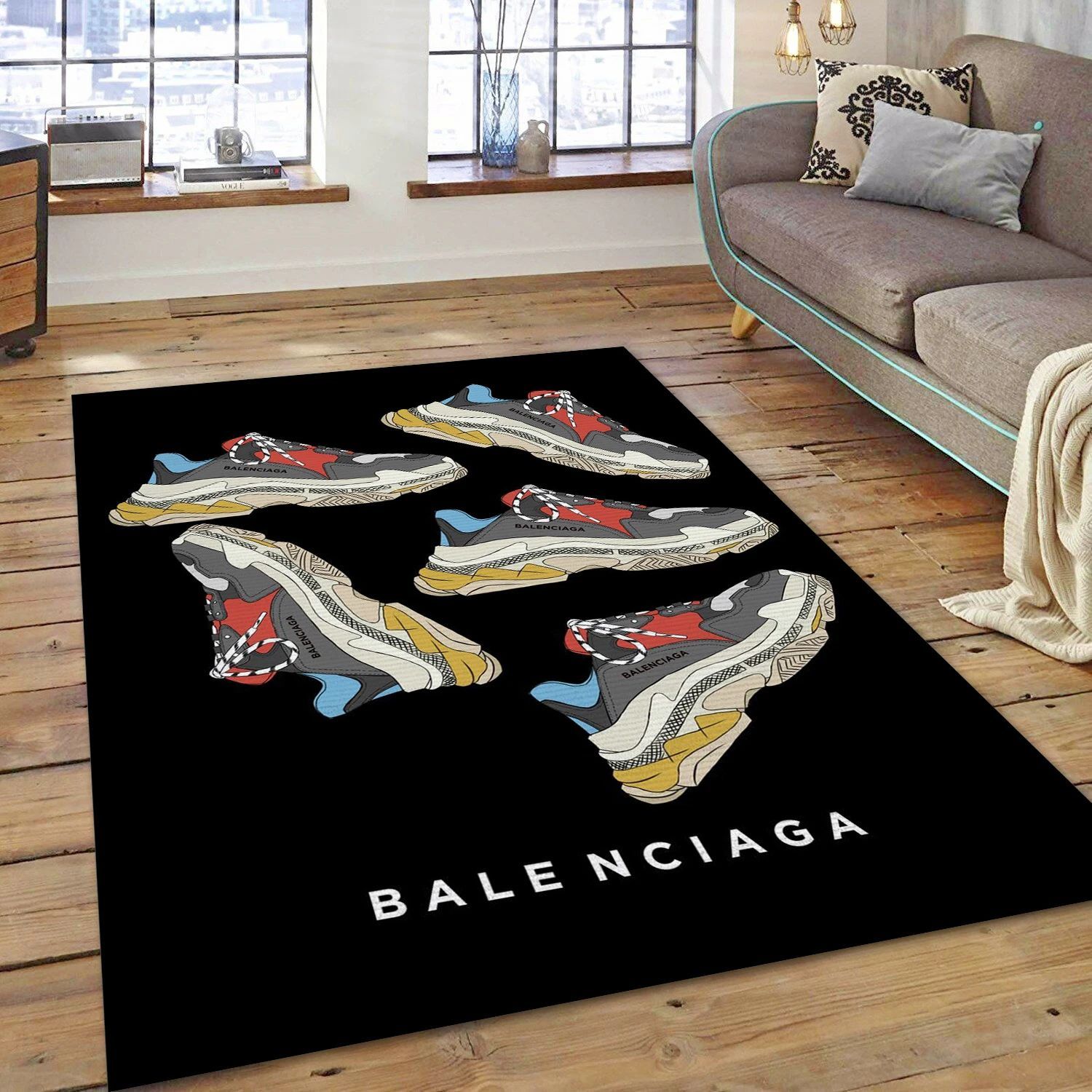 Balenciaga Sneakers , Bedroom Rug - Home Decor Floor Decor - Indoor Outdoor Rugs