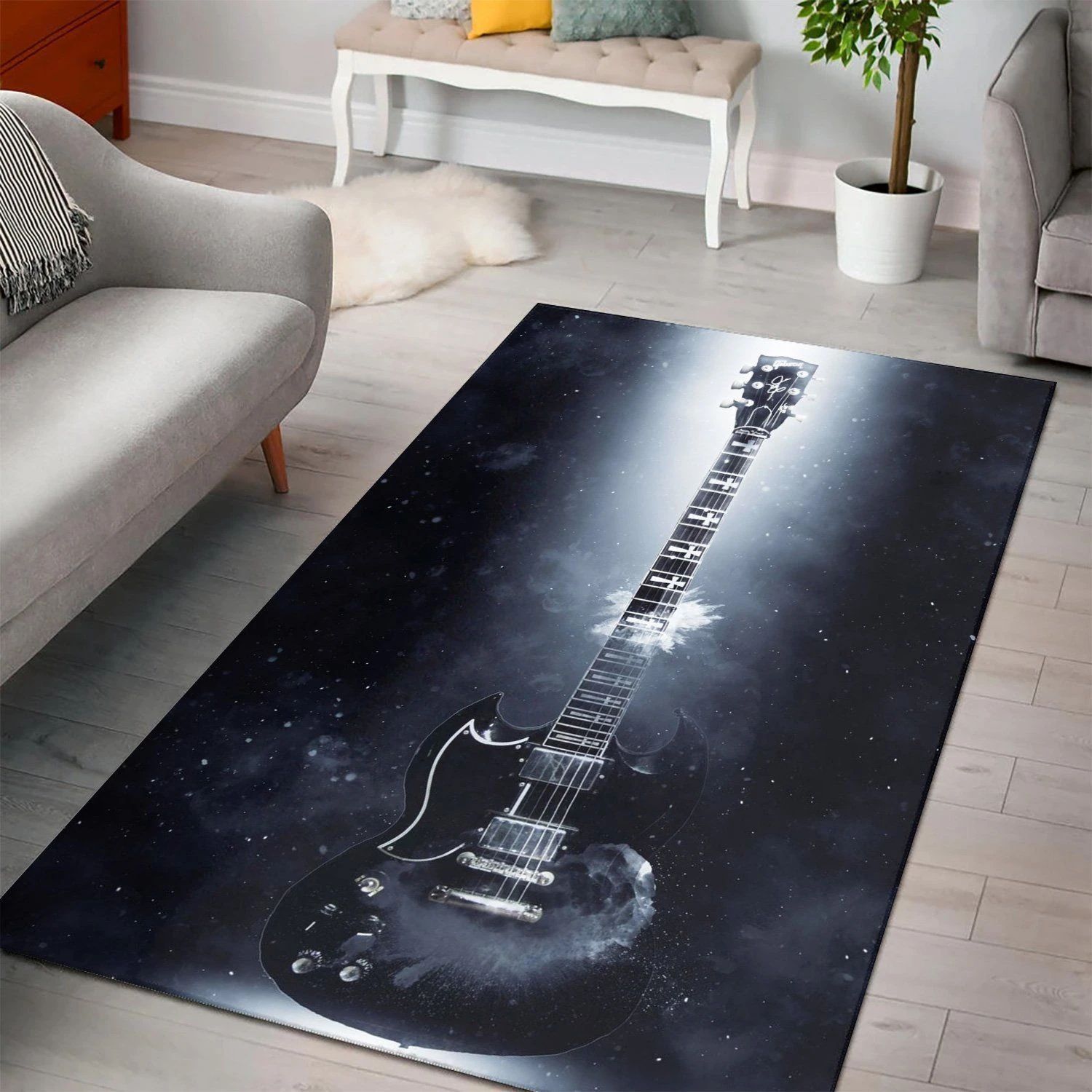 Tony Iommi Guitar Printing Instrument Rug Living Room Rug Floor Decor - Indoor Outdoor Rugs