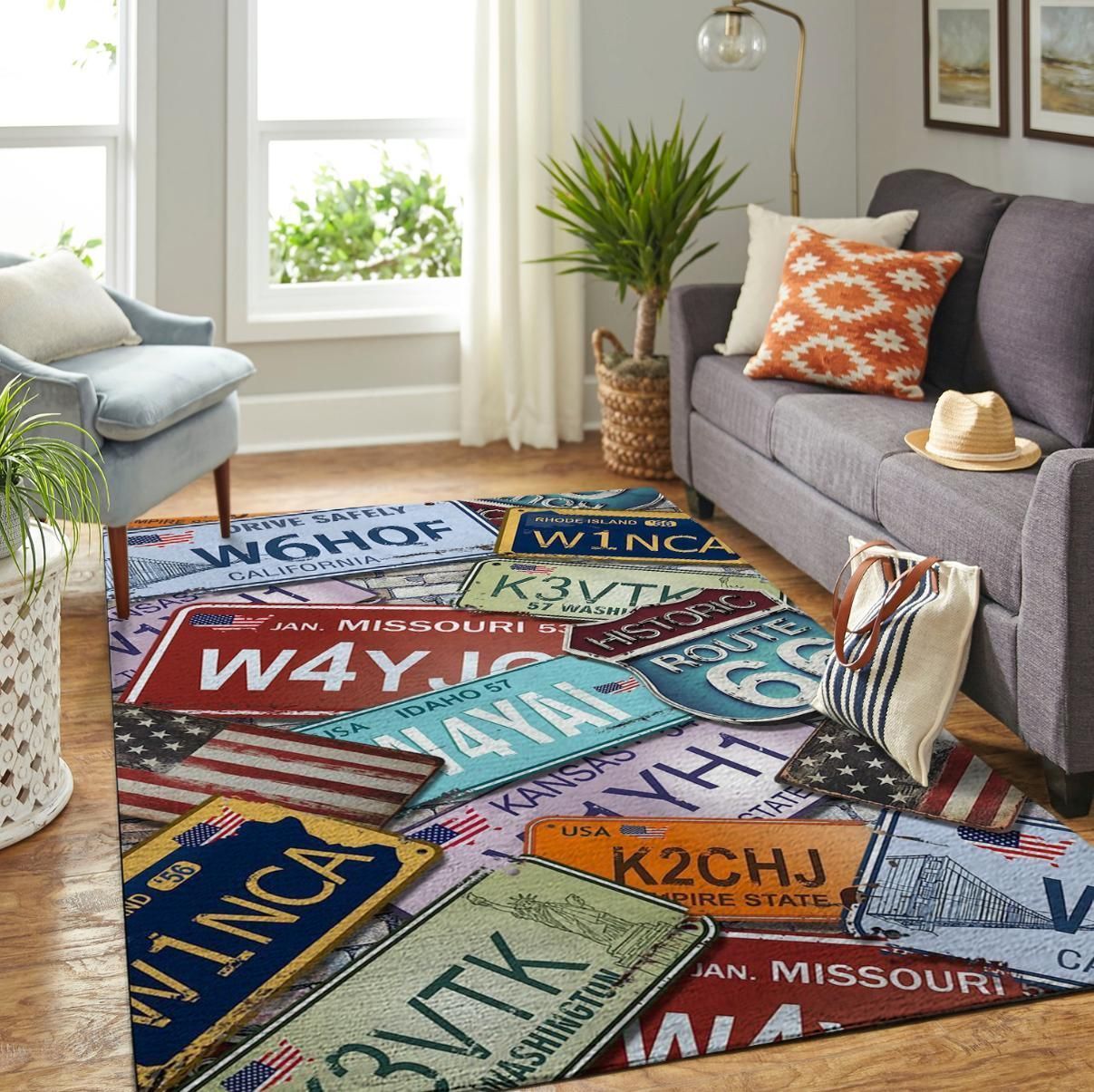 United States License Plates Area Rug Rugs For Living Room Rug Home Decor - Indoor Outdoor Rugs