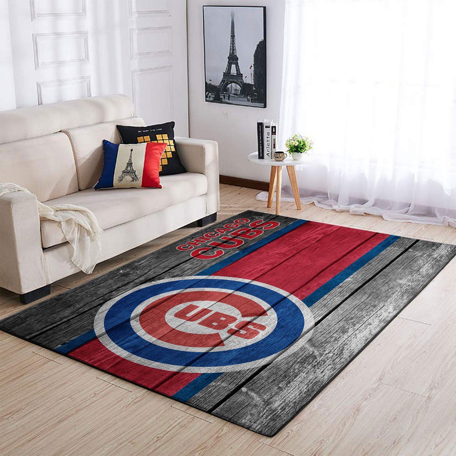 Chicago Cubs Mlb Team Logo Wooden Style Style Nice Gift Home Decor Rectangle Area Rug - Indoor Outdoor Rugs