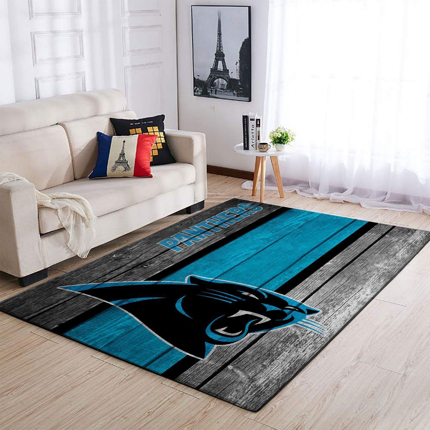 Carolina Panthers Nfl Team Logo Wooden Style Style Nice Gift Home Decor Rectangle Area Rug - Indoor Outdoor Rugs