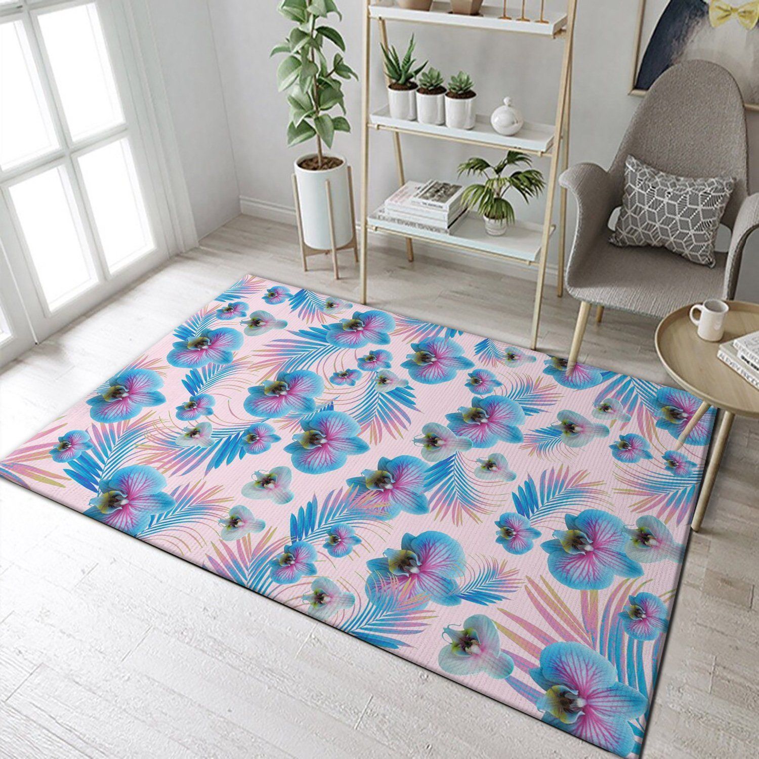 Orchid Palm Leaves Dream 1 Area Rug, Living Room Rug, US Gift Decor - Indoor Outdoor Rugs