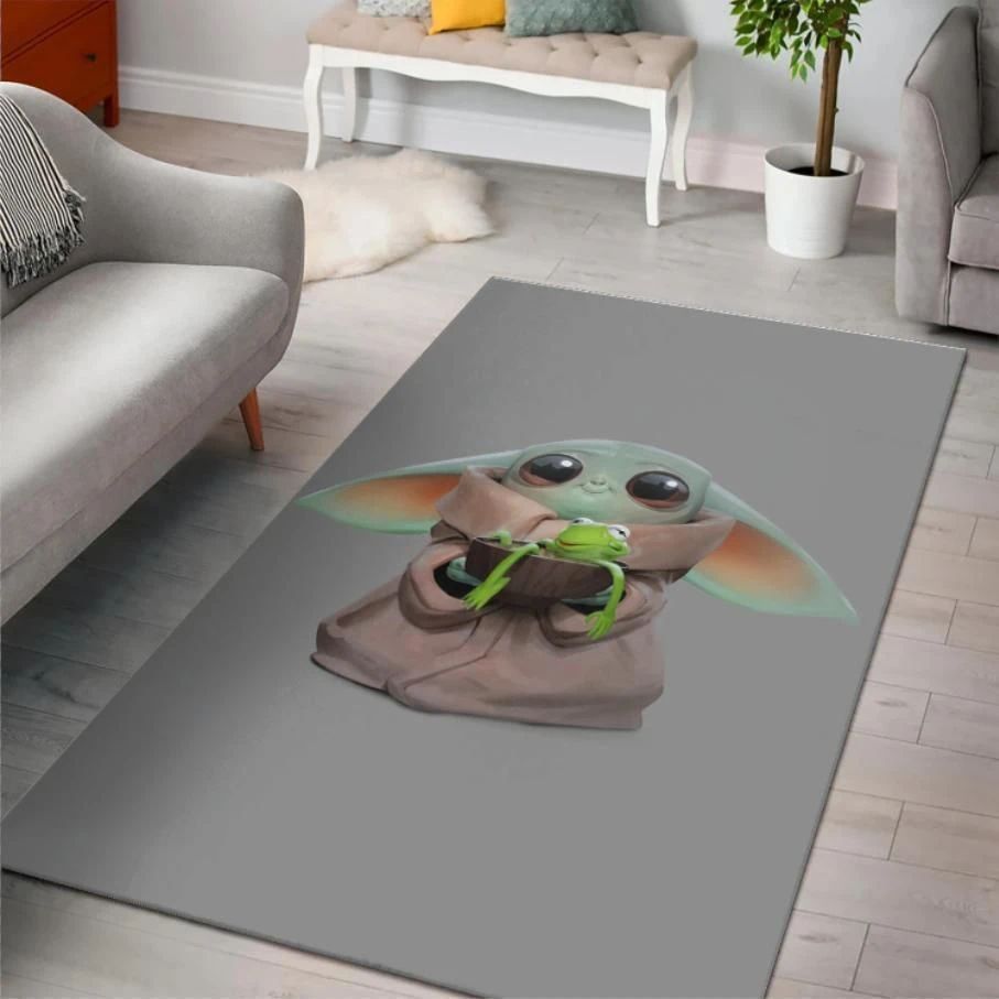 Baby Yoda Hug Kermit Frog Area Rug Rugs For Living Room Rug Home Decor - Indoor Outdoor Rugs