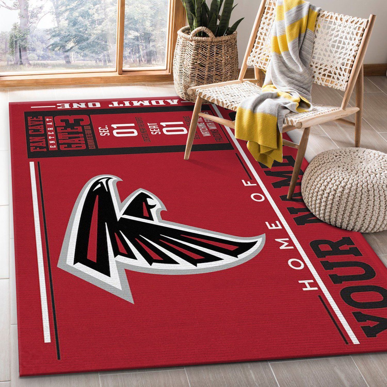 Customizable Atlanta Falcons Wincraft Personalized NFL Team Logos Area Rug, Bedroom, Home Decor Floor Decor - Indoor Outdoor Rugs