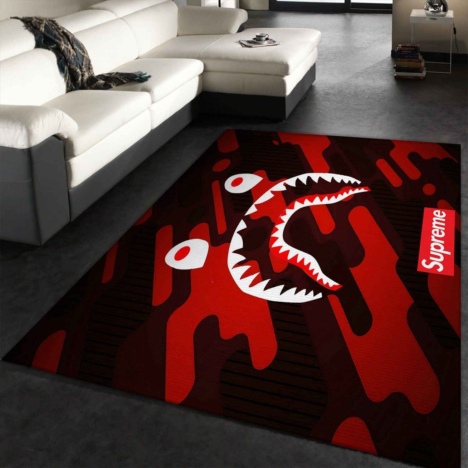 BAPE SUPREME RED Area Rugs Living Room Carpet Christmas Gift Floor Decor The US Decor - Indoor Outdoor Rugs