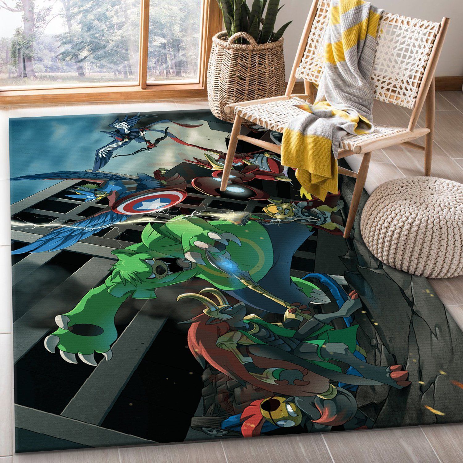 Pokemon Avengers Anime Area Rug Bedroom Rug Home US Decor - Indoor Outdoor Rugs