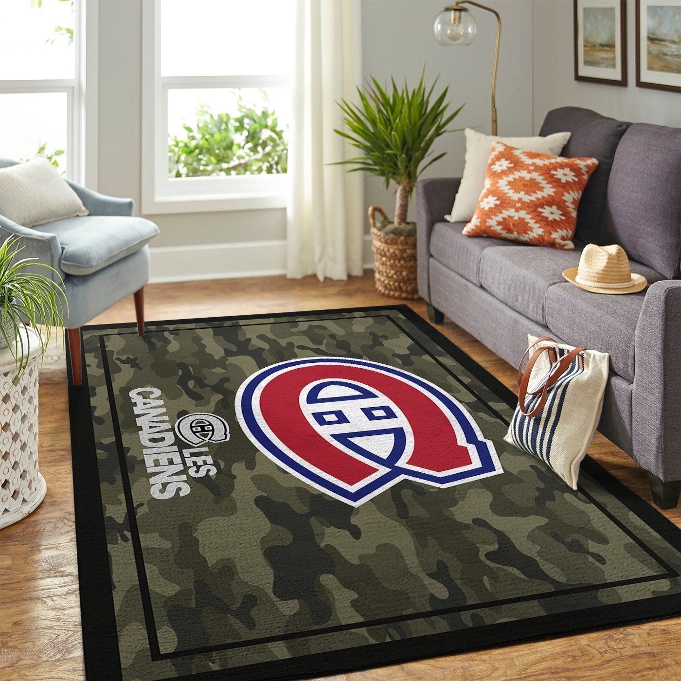 Montr Al Canadiens Nhl Team Logo Camo Style Nice Gift Home Decor Rectangle Area Rug - Indoor Outdoor Rugs