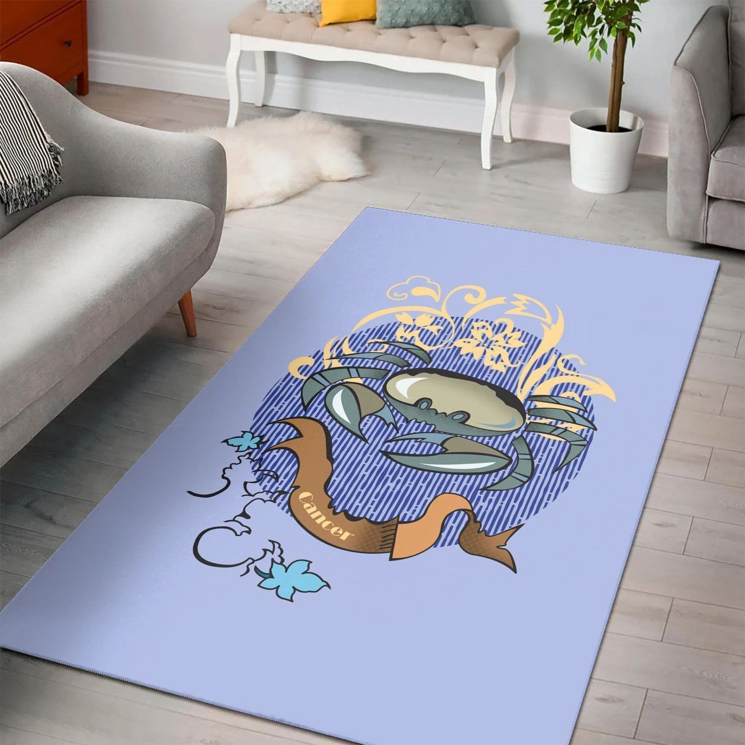 Cancer Zodiac In Tattoo Carpet Living Room, Room Rugs, Floor Decor Home Decor - Indoor Outdoor Rugs