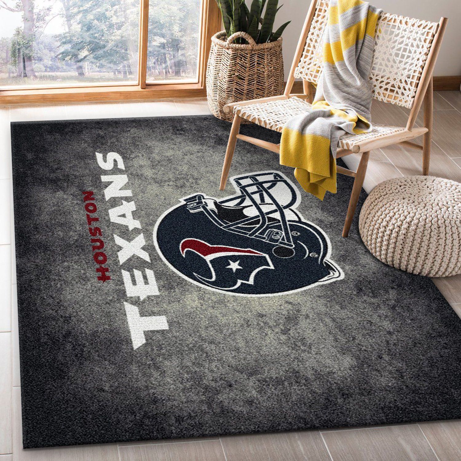 Milliken Nfl Distressed Helmet Houston Texans Area Rug Team Logo Area Rug, Kitchen Rug, Home US Decor - Indoor Outdoor Rugs