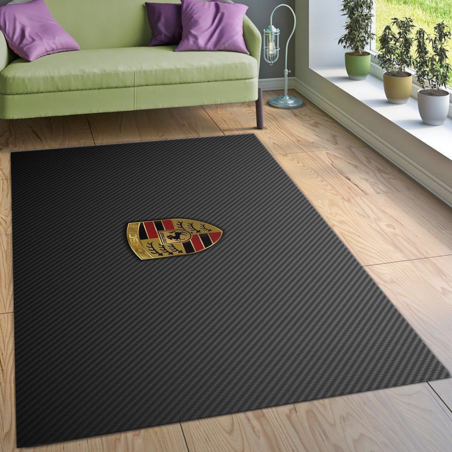 Porsche Logo Ver5 Area Rug Living Room Rug Family Gift US Decor - Indoor Outdoor Rugs