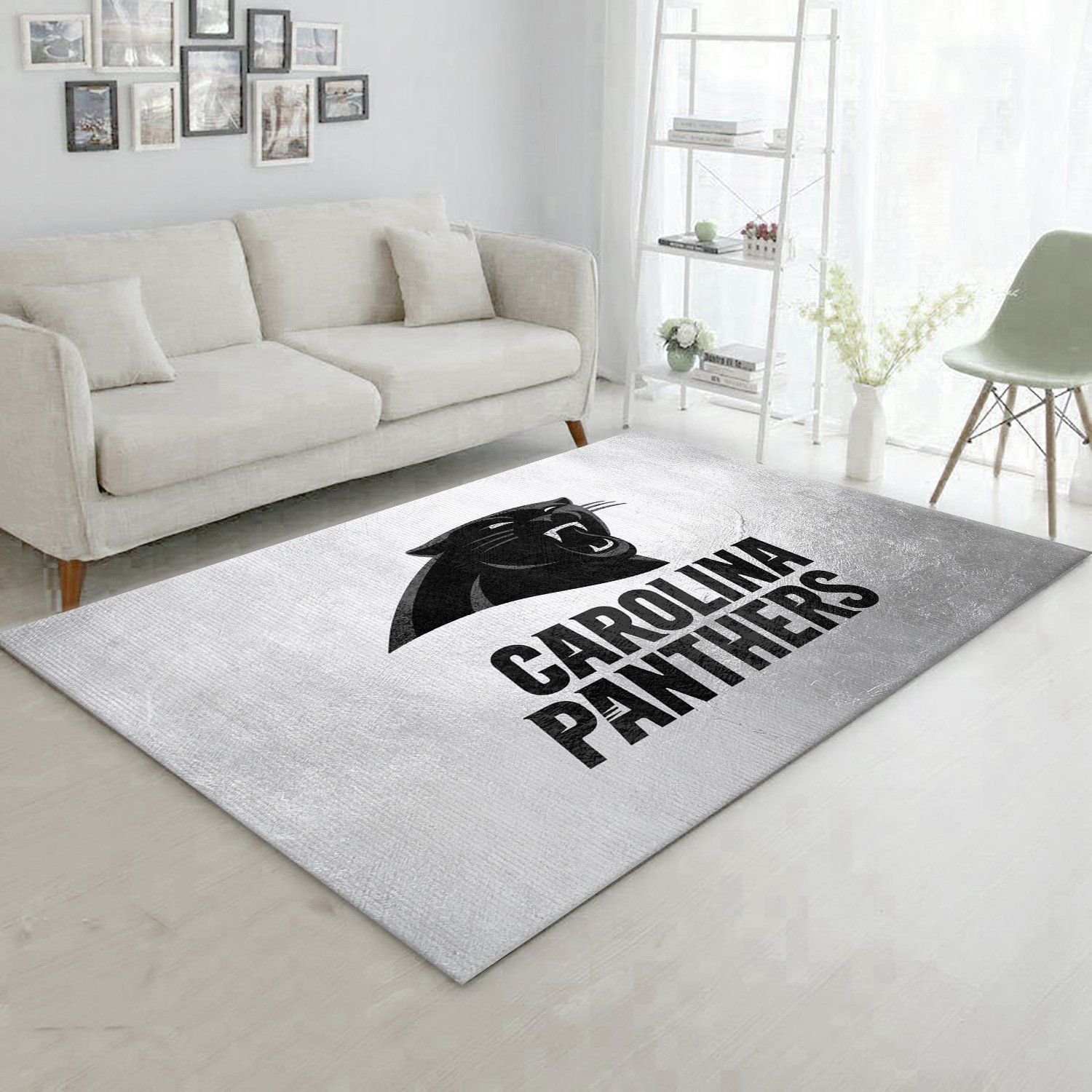 Carolina Panthers Silver NFL Team Logos Area Rug, Living Room Rug, Home US Decor - Indoor Outdoor Rugs