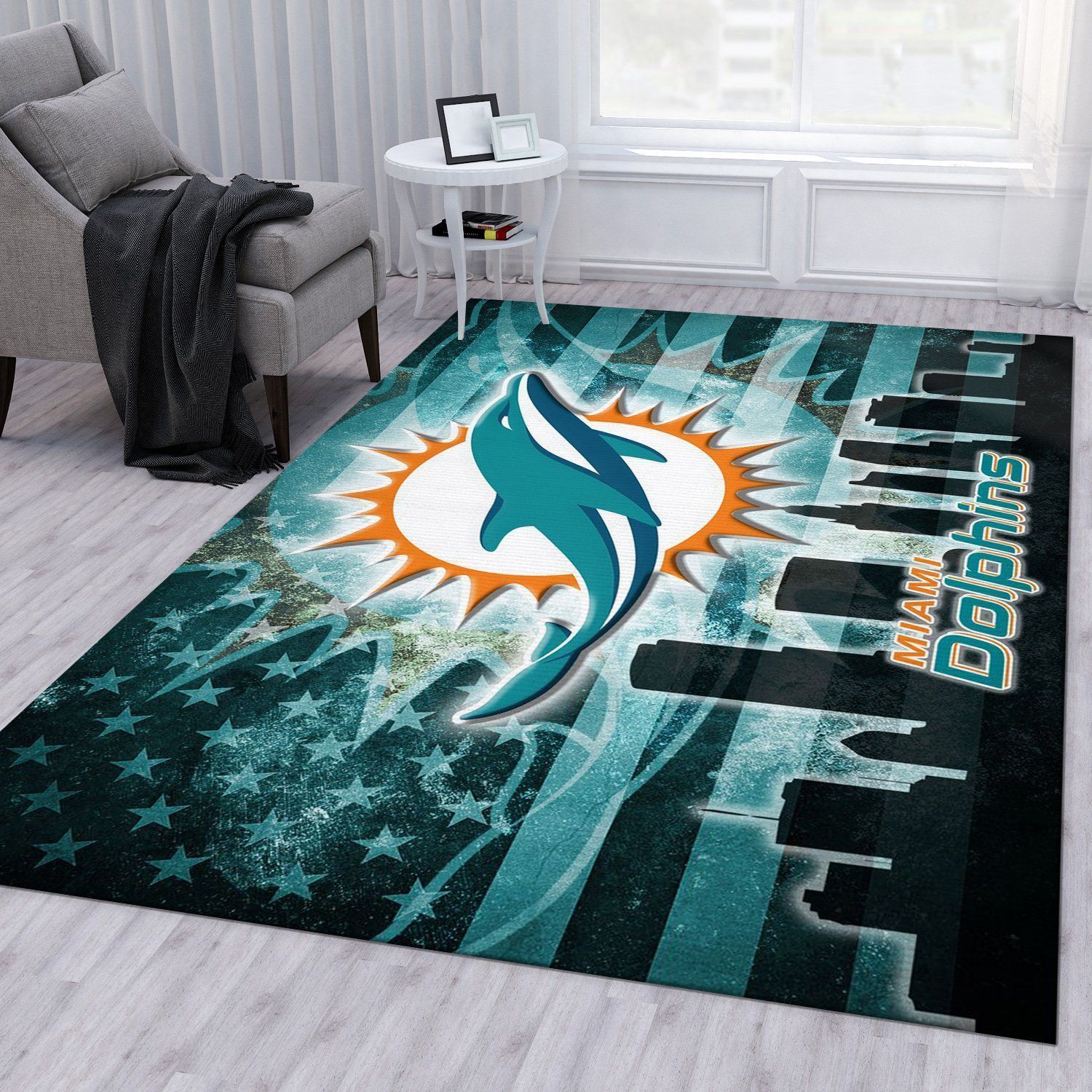 Miami Dolphins NFL Rug Living Room Rug US Gift Decor - Indoor Outdoor Rugs