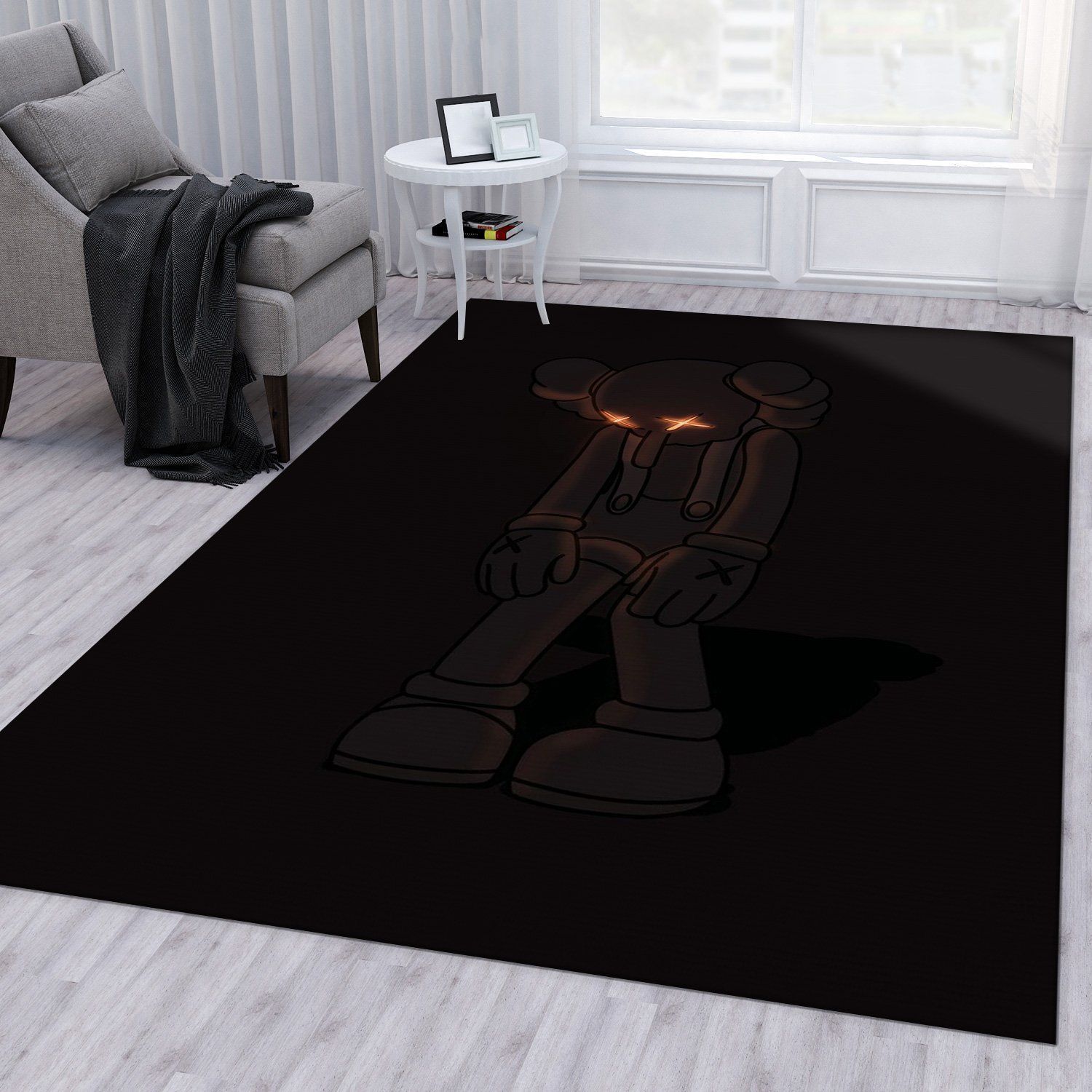 Kaws Lie Glow Area Rug For Christmas Living Room Rug Home Decor Floor Decor - Indoor Outdoor Rugs