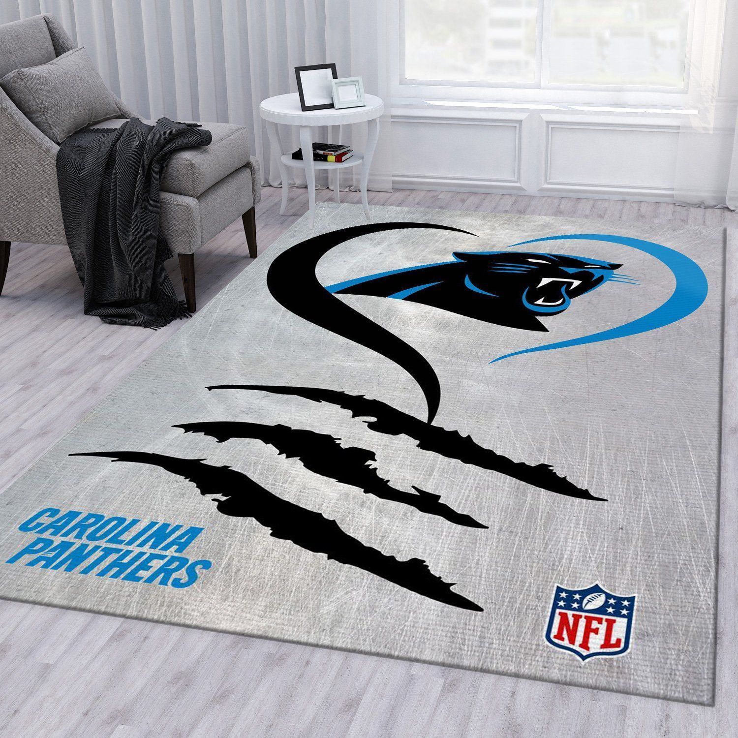 Carolina Panthers Stripe Nfl Rug Living Room Rug Home Decor Floor Decor - Indoor Outdoor Rugs