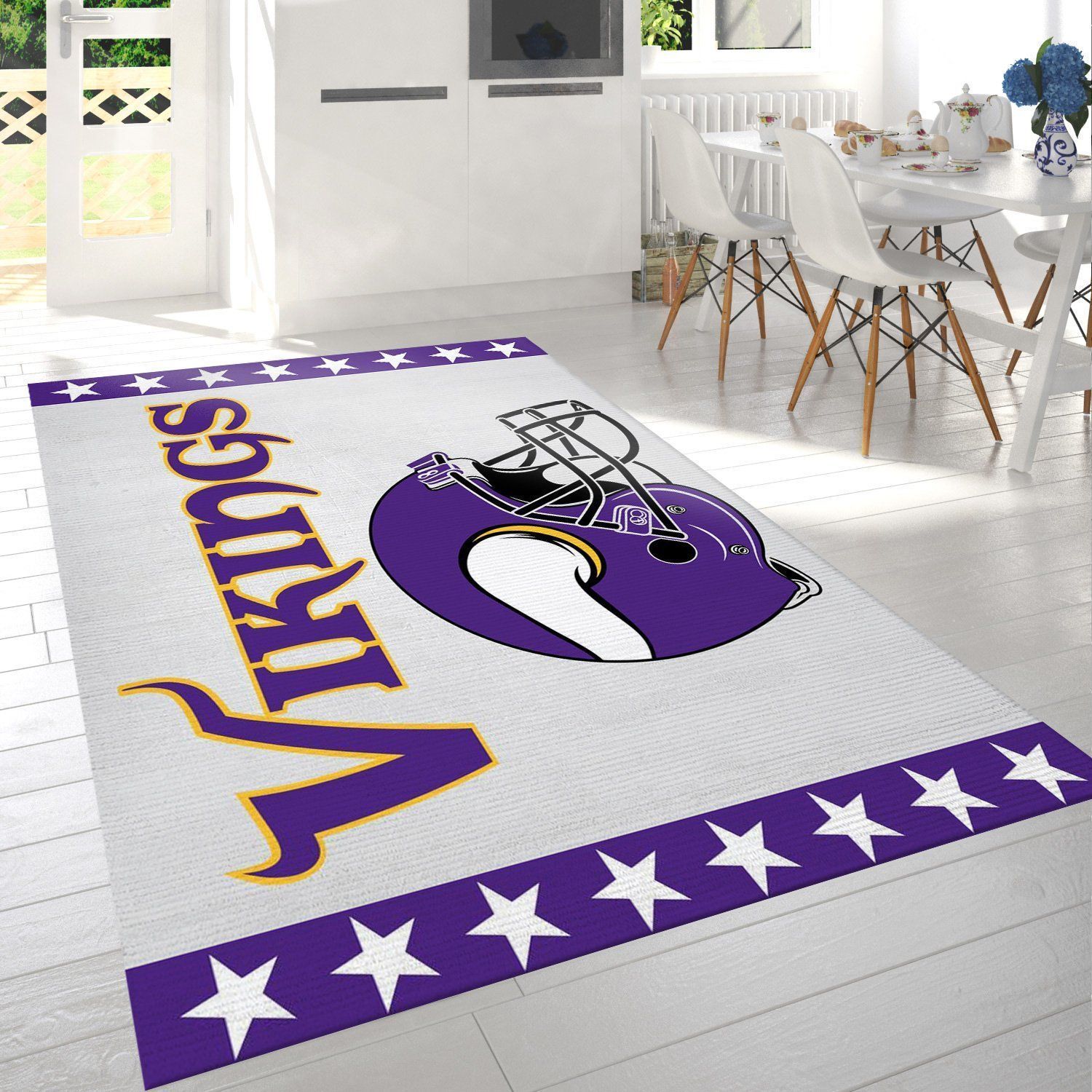 Minnesota Vikings Helmet Nfl Team Logo Rug Living Room Rug Home Decor Floor Decor - Indoor Outdoor Rugs