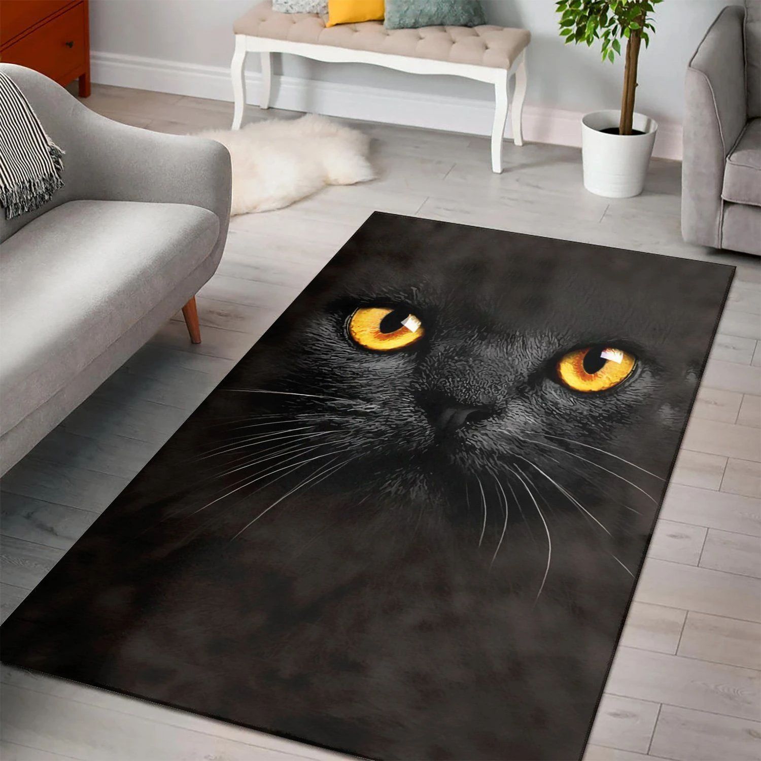 Black Cat Area Rug , Room Rugs, Floor Decor Home Decor - Indoor Outdoor Rugs