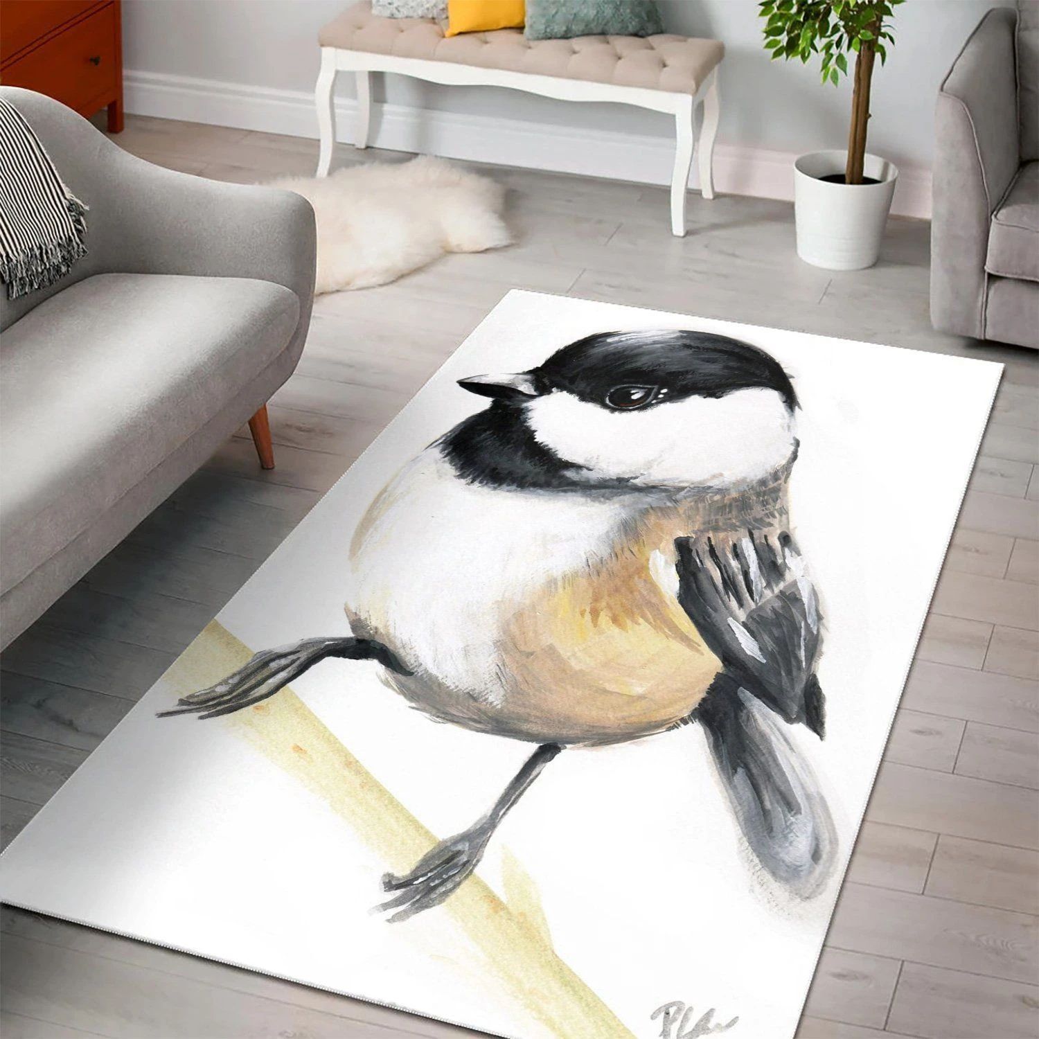 Chubby Chickadee Area Rug , Room Decor, Floor Decor Home Decor - Indoor Outdoor Rugs