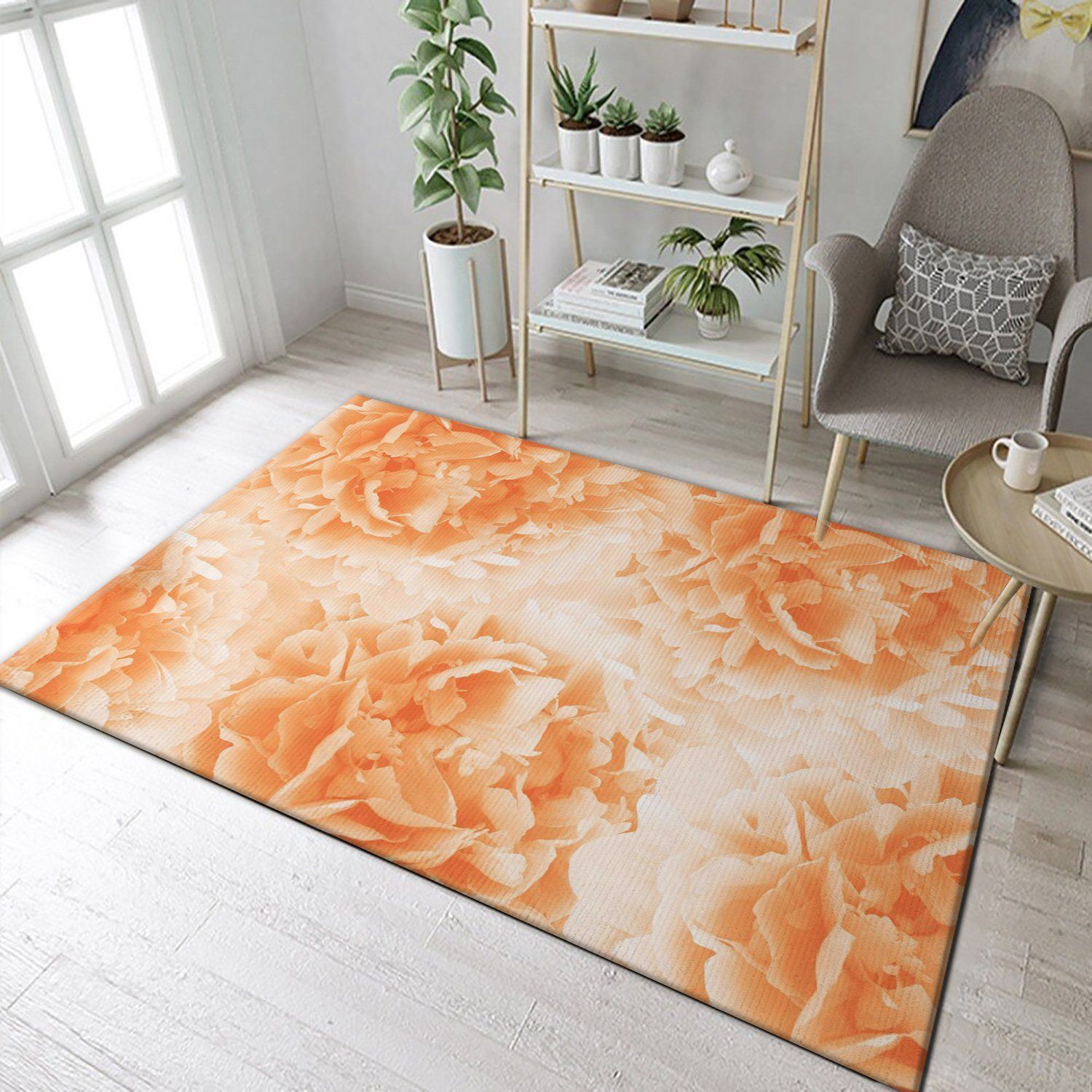 Orange Peonies Dream 1 Area Rug, Gift for fans, US Gift Decor - Indoor Outdoor Rugs