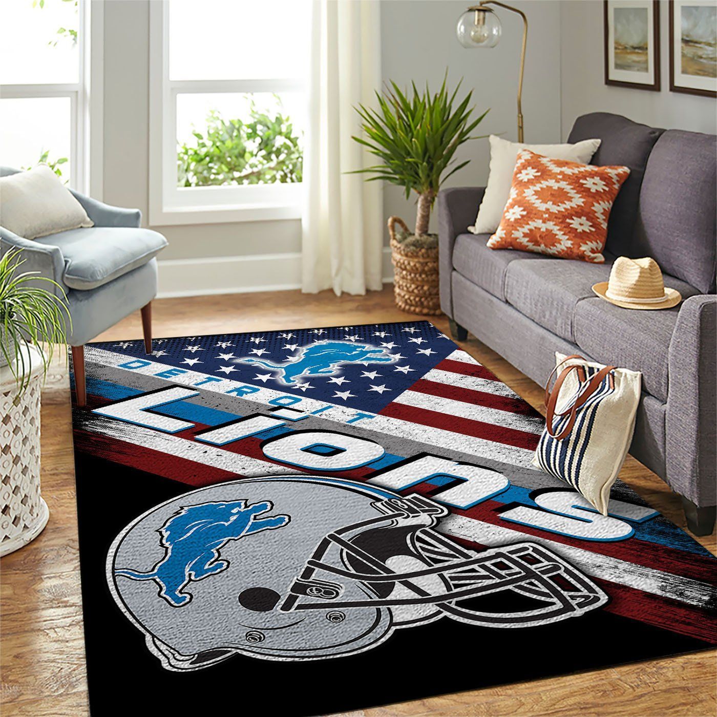 Detroit Lions Nfl Team Logo American Style Nice Gift Home Decor Rectangle Area Rug Rugs For Living Room - Indoor Outdoor Rugs