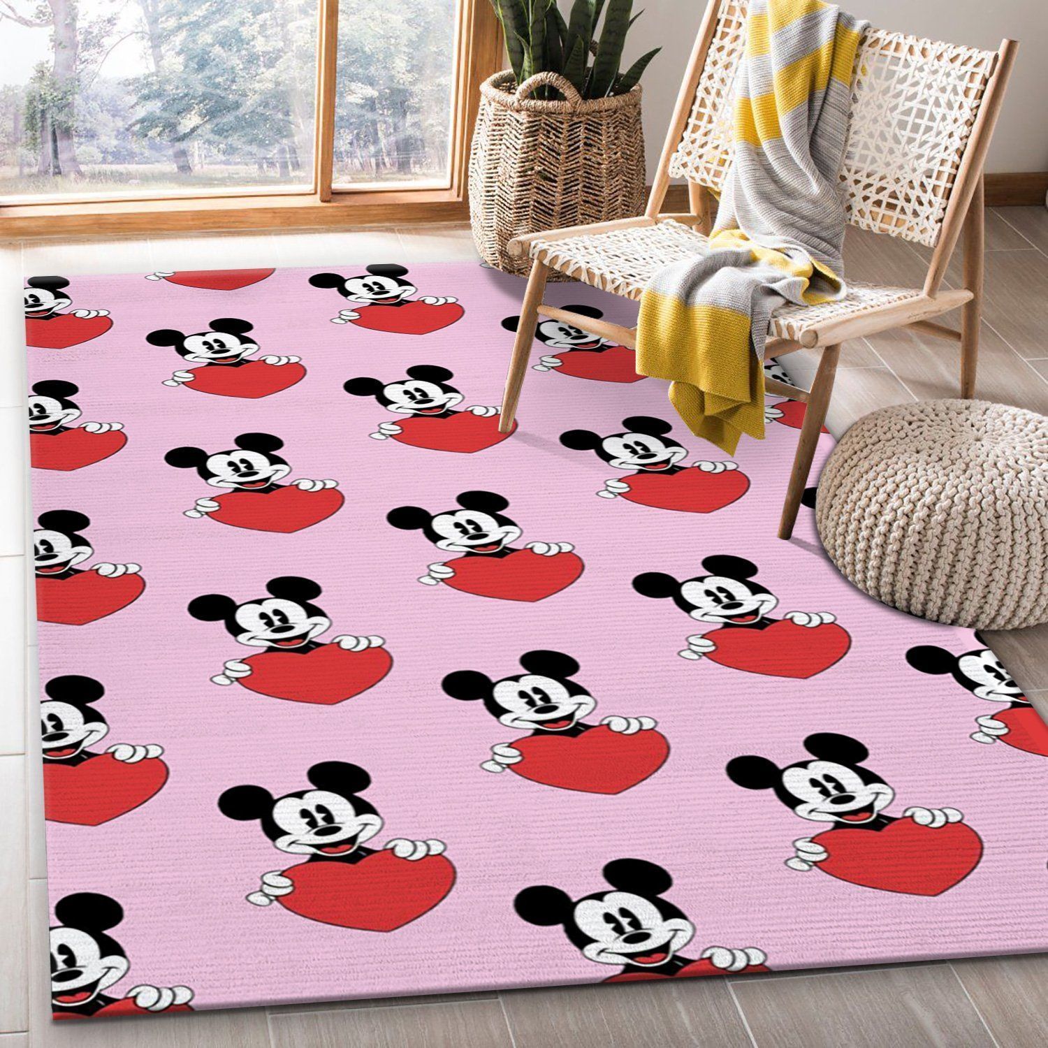 Freetoedit Mickeymouse Pink Red Movie Area Rug, Living Room Rug, Floor Decor - Indoor Outdoor Rugs