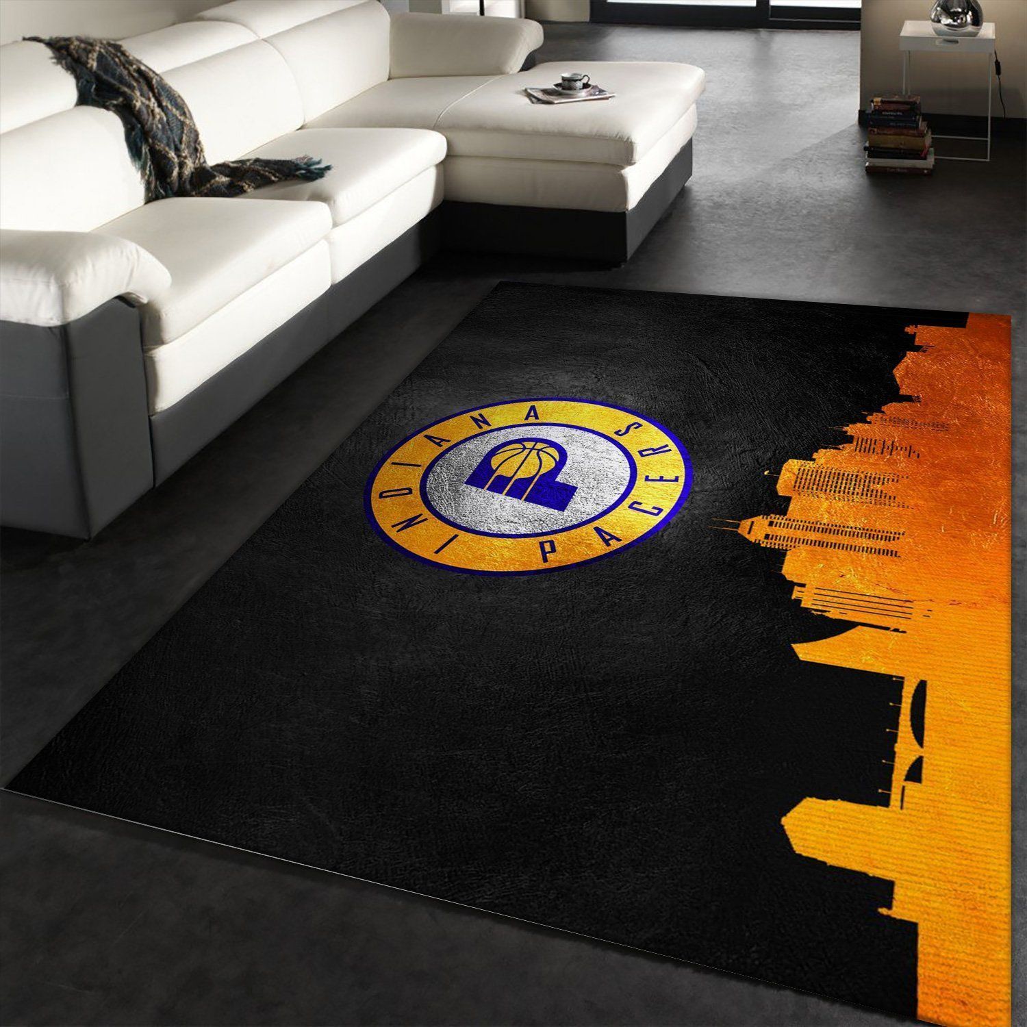 Indiana Pacers Skyline NBA Team Area Rug, Bedroom, Home Decor Floor Decor - Indoor Outdoor Rugs