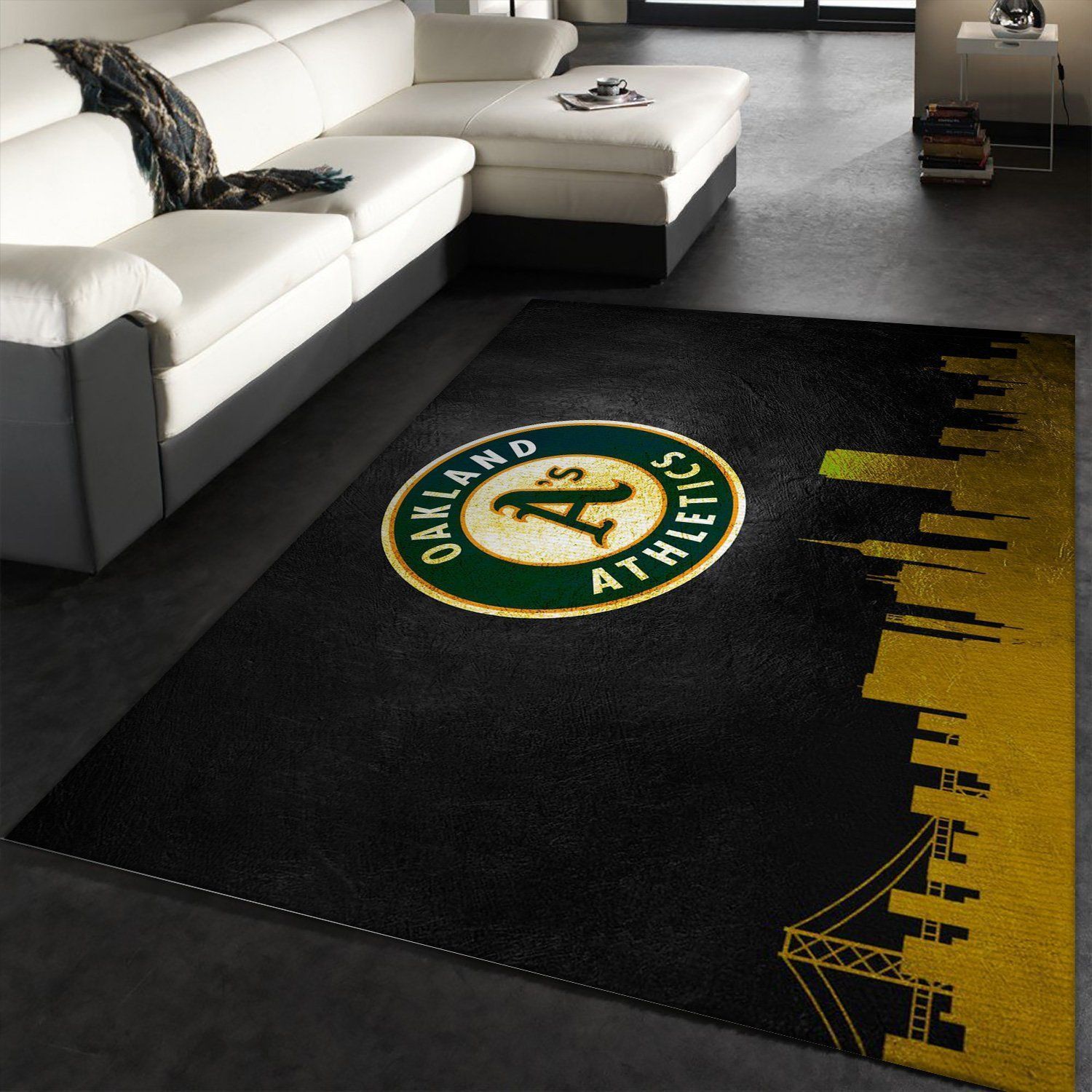 Oakland Athletics Skyline Area Rug, Bedroom, Home US Decor - Indoor Outdoor Rugs