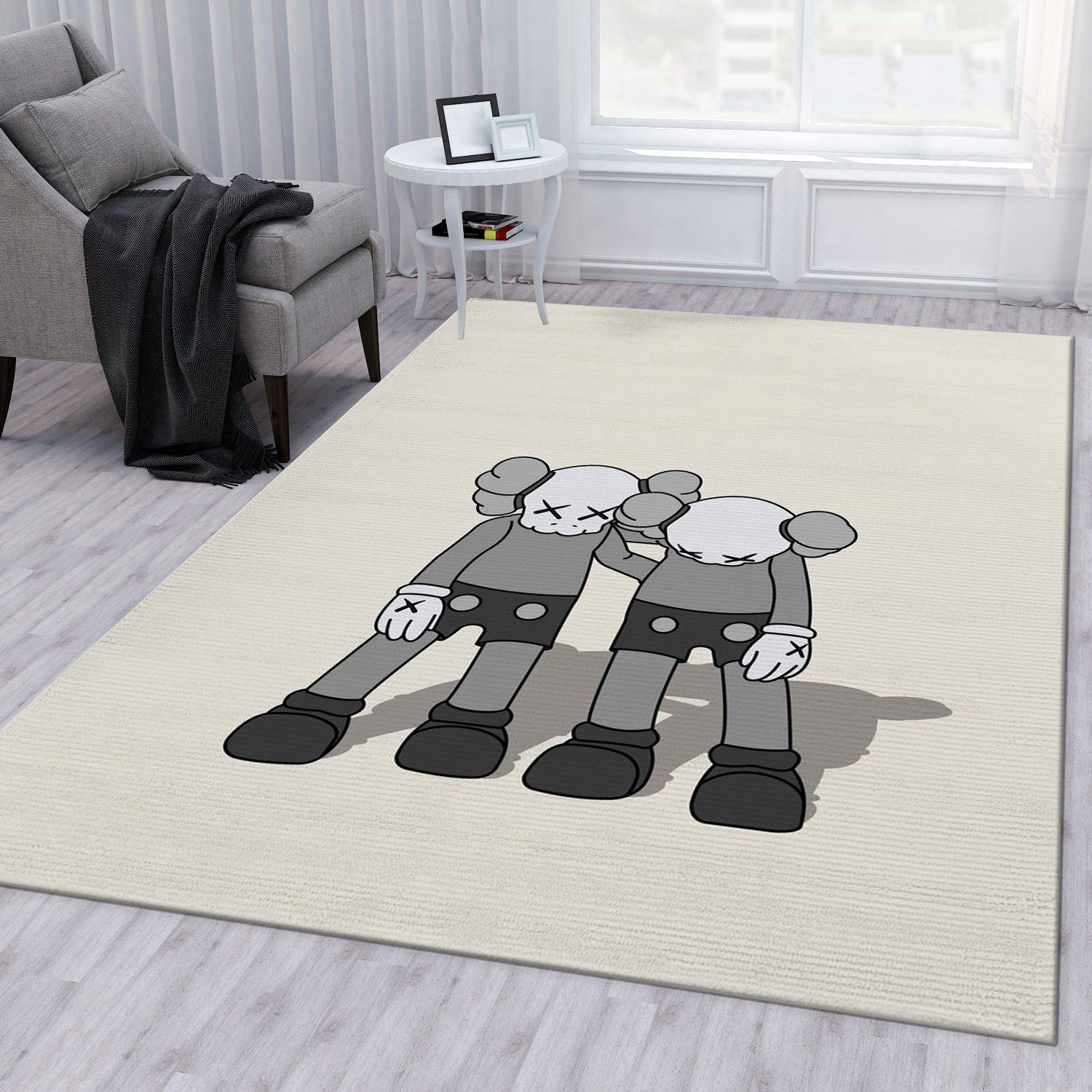 Kaws Along The Way Grey Area Rug Living Room Rug Family Gift US Decor - Indoor Outdoor Rugs