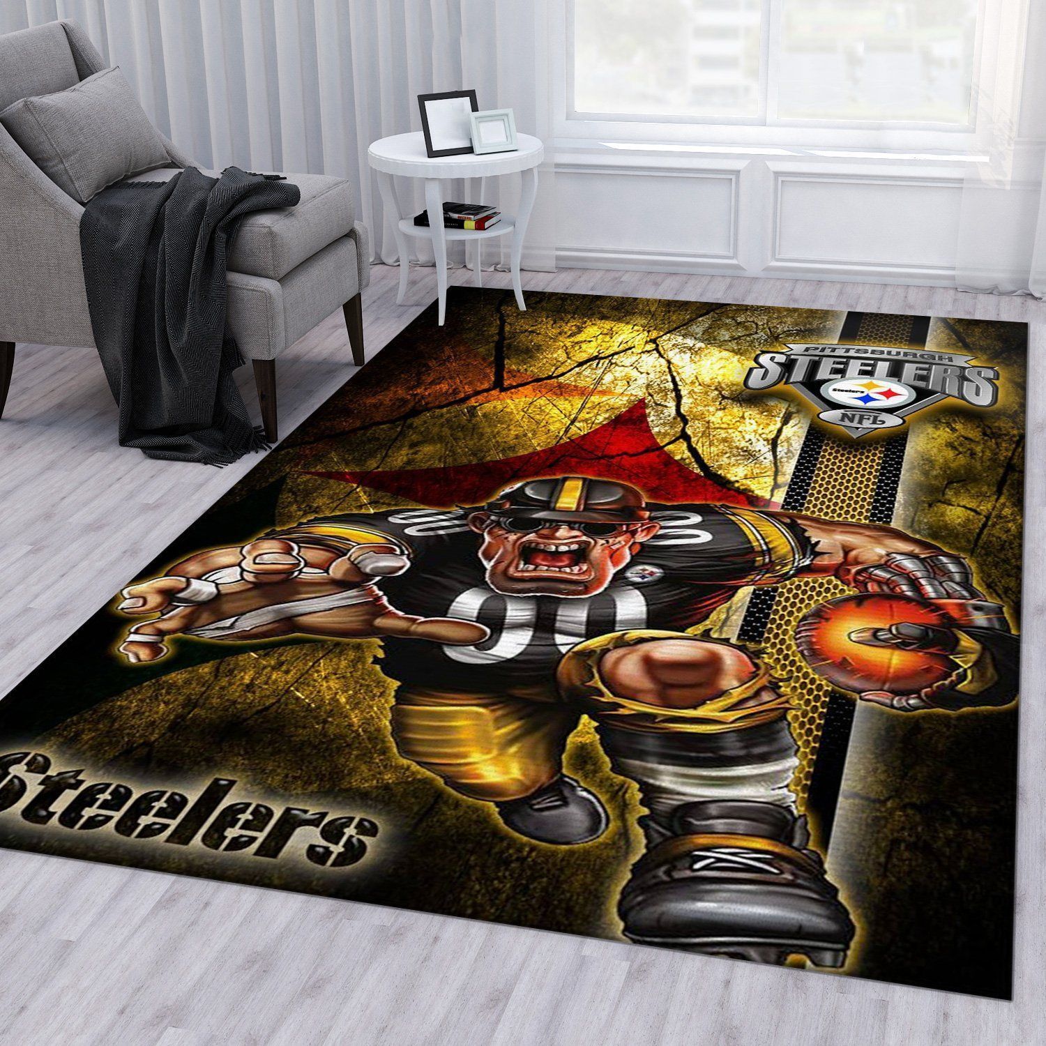 Pittsburgh Steelers 10 Nfl Rug Living Room Rug US Gift Decor - Indoor Outdoor Rugs