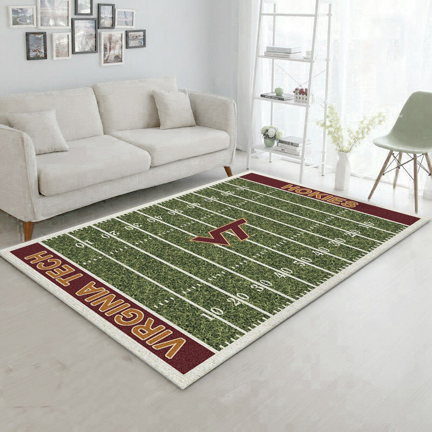 College Virginia Tech NFL Team Logo Area Rug, Bedroom Rug, Family Gift US Decor - Indoor Outdoor Rugs