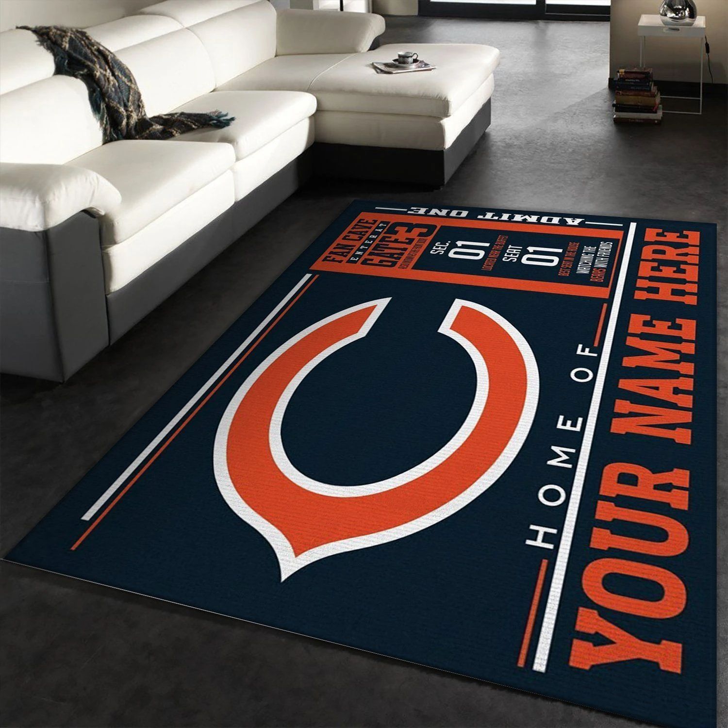 Customizable Chicago Bears Wincraft Personalized NFL Team Logos Area Rug, Kitchen Rug, US Gift Decor - Indoor Outdoor Rugs