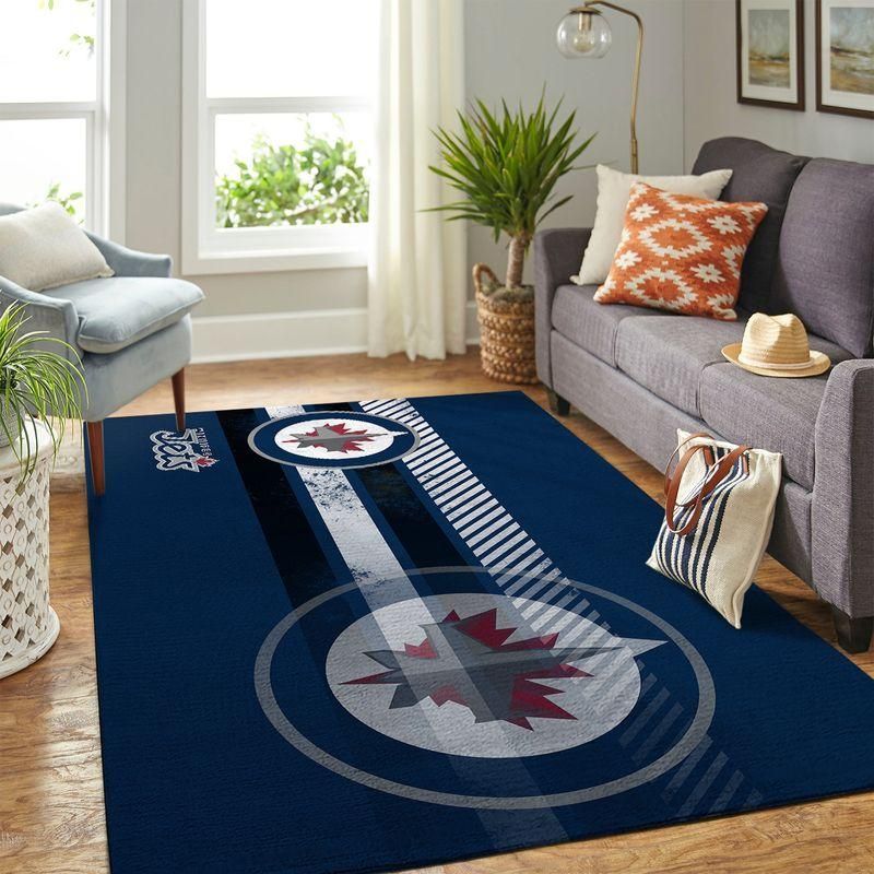 Winnipeg Jets Nhl Team Logo Rug Room Carpet Custom Area Floor Home Decor - Indoor Outdoor Rugs