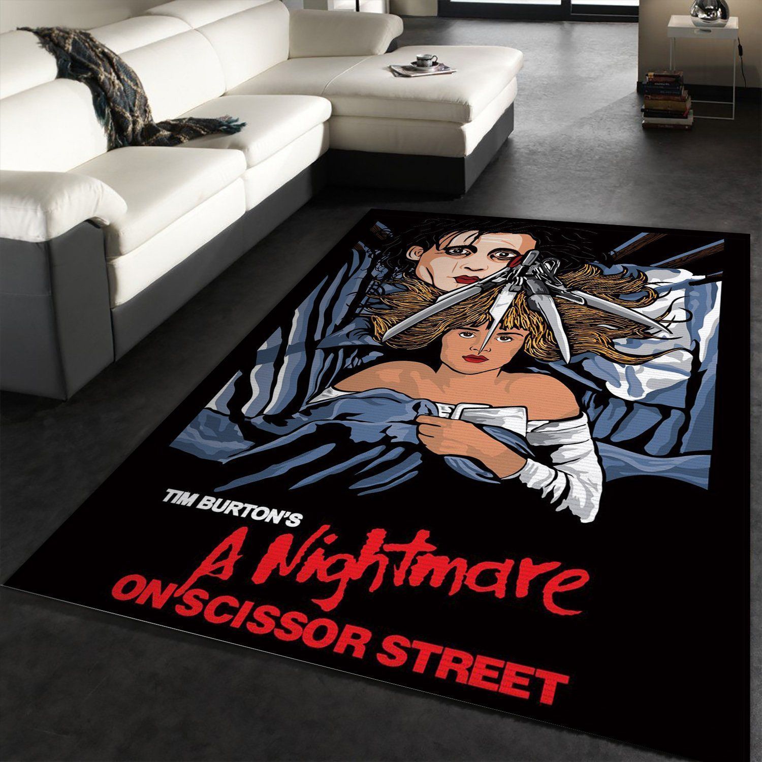 Nightmare Scissor Street Area Rug For Christmas, Gift for fans, Home Decor Floor Decor - Indoor Outdoor Rugs