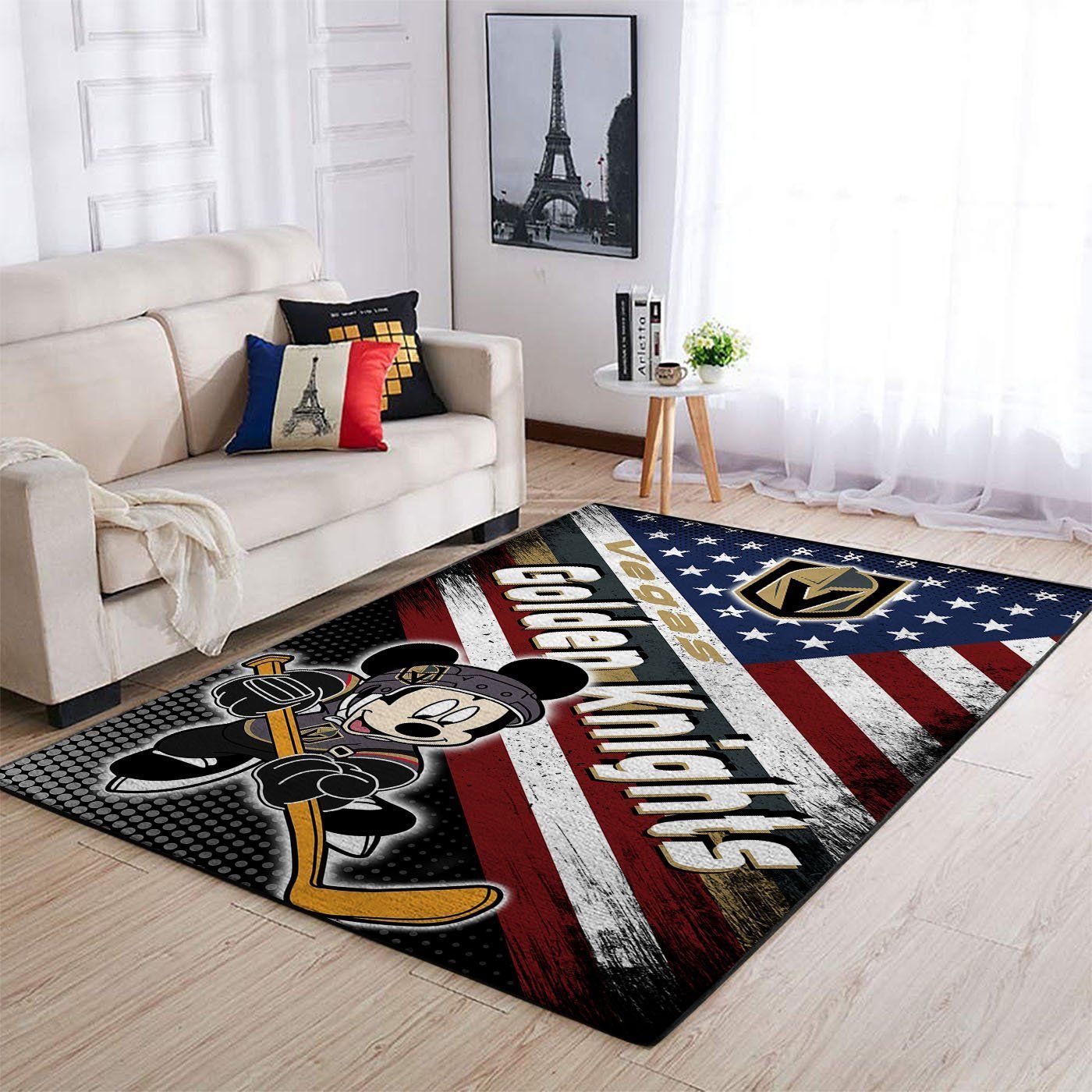 Vegas Golden Knights Nhl Team Logo Mickey Us Style Nice Gift Home Decor Rectangle Area Rug - Indoor Outdoor Rugs