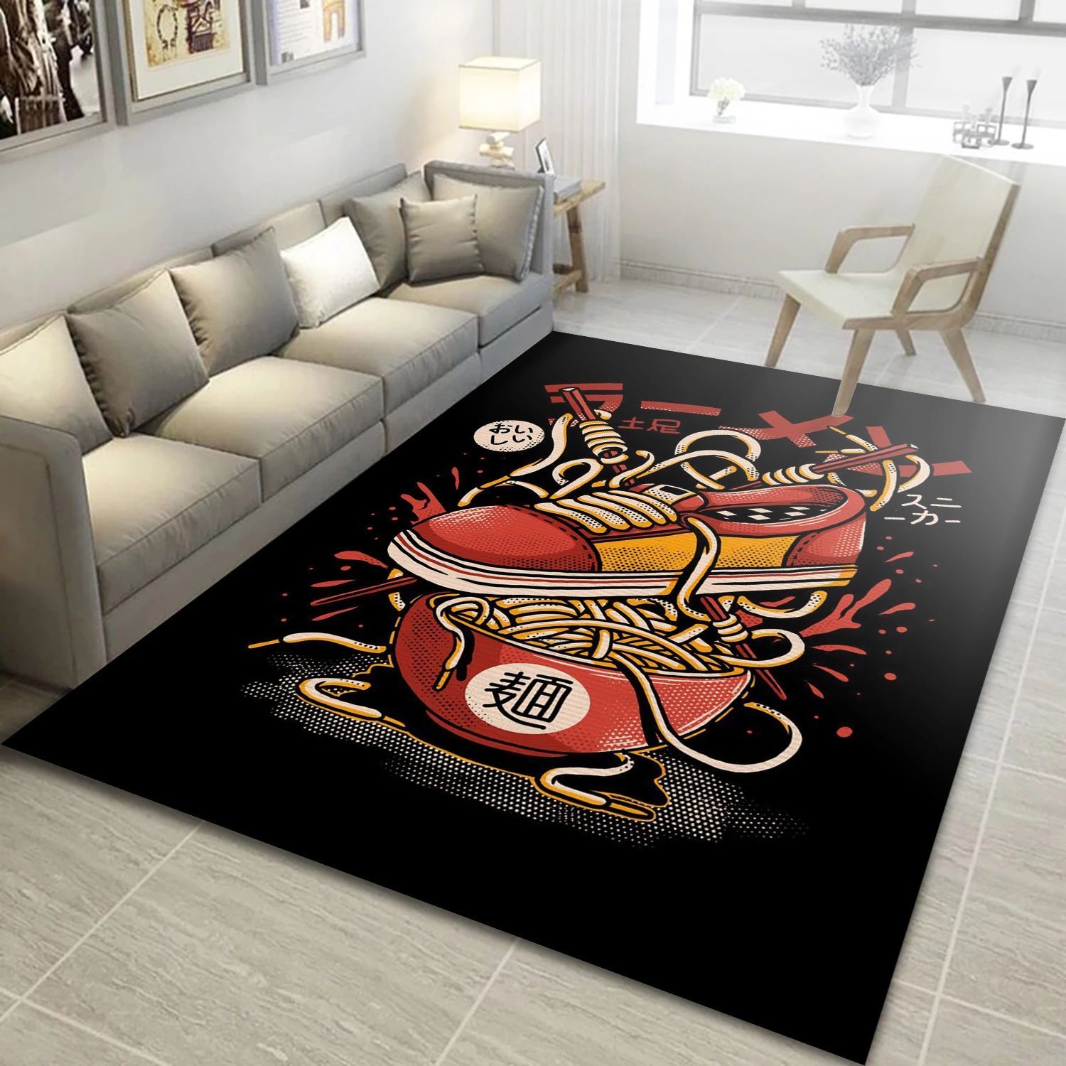 Ramen Sneaker , Living Room Rug - US Gift Decor - Indoor Outdoor Rugs