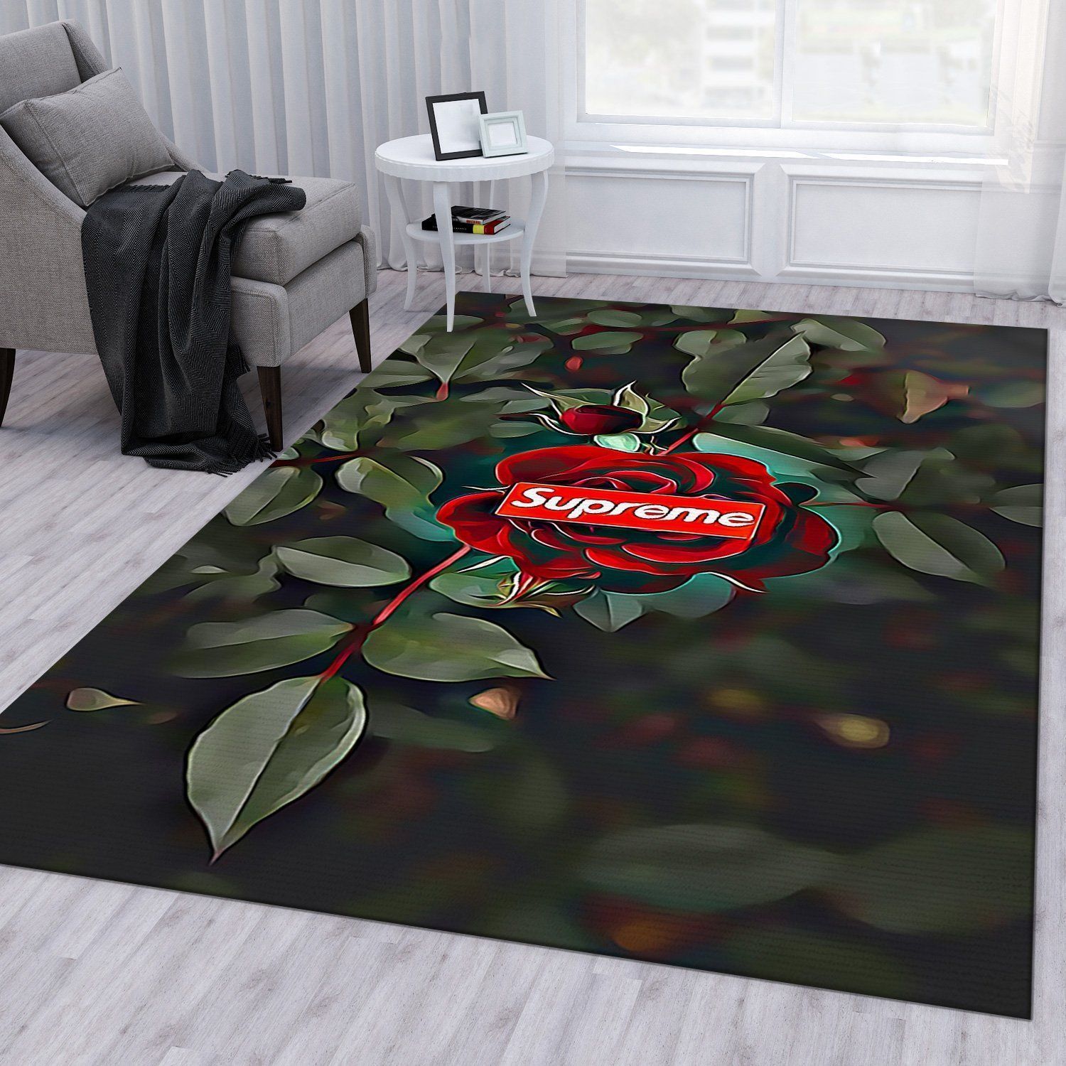 Supreme Rose Area Rug Bedroom Rug Home Decor Floor Decor - Indoor Outdoor Rugs