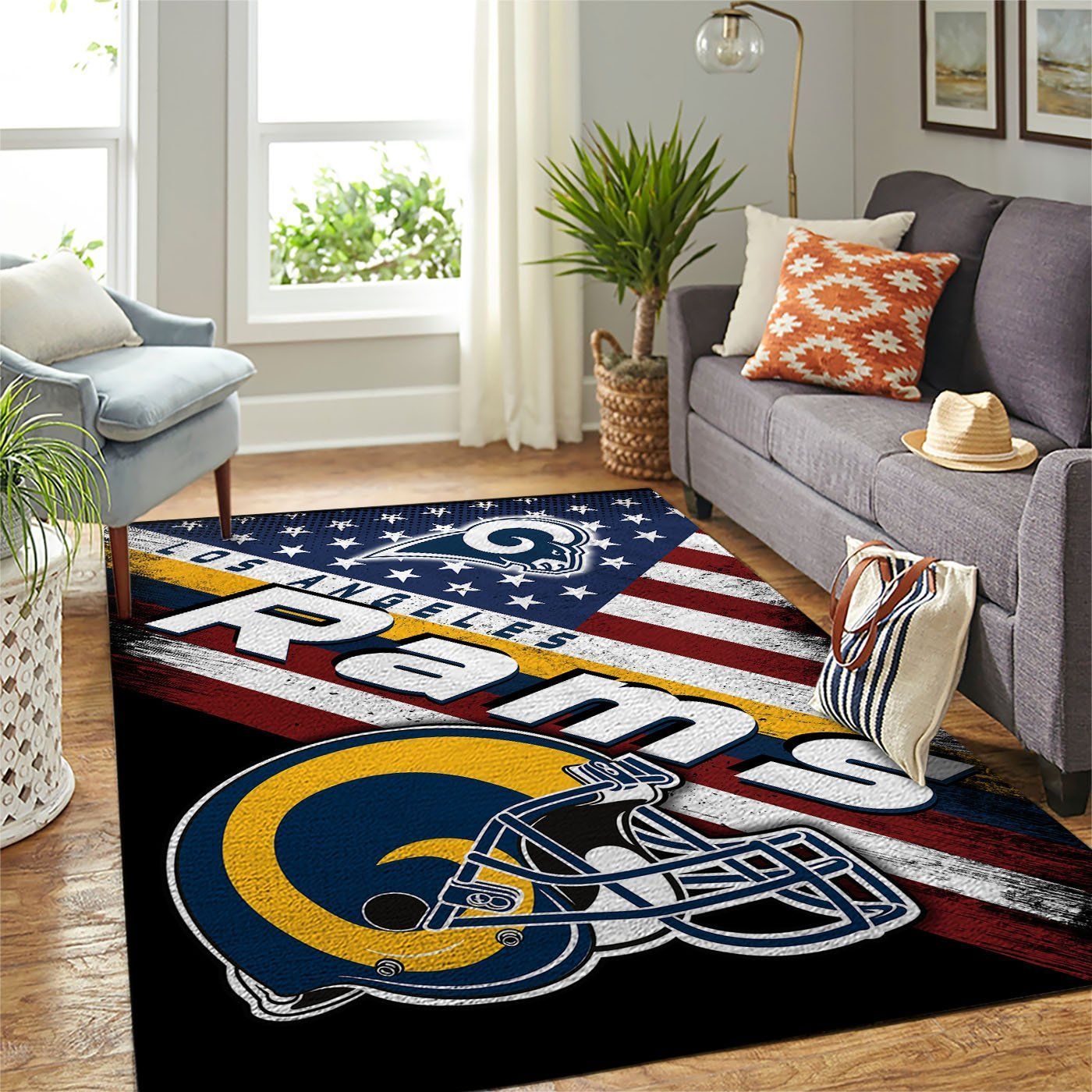 Los Angeles Rams Nfl Team Logo American Style Nice Gift Home Decor Rectangle Area Rug - Indoor Outdoor Rugs