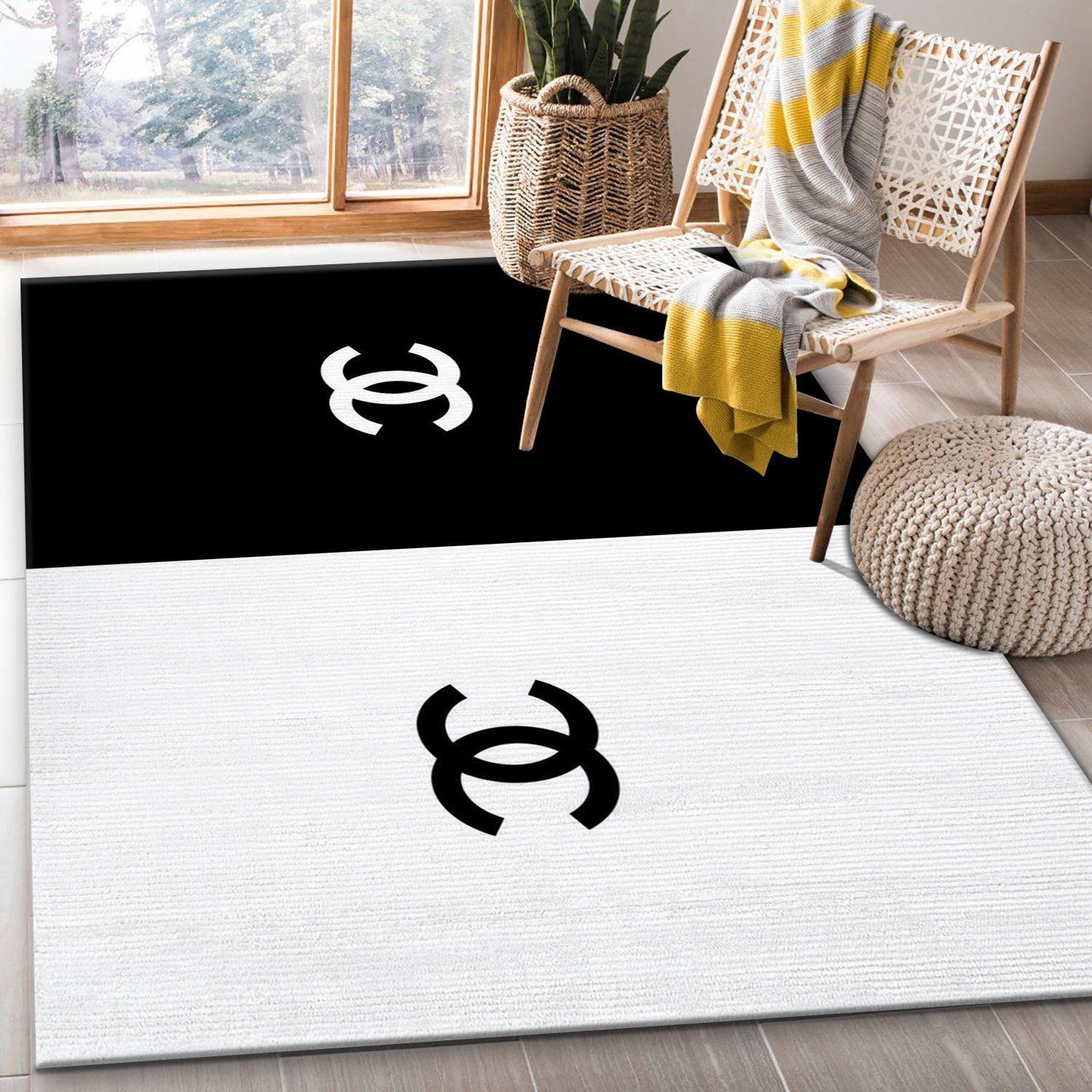 Chanel Area Rug For Christmas Fashion Brand Rug Living Room Rug Home Decor Floor Decor - Indoor Outdoor Rugs