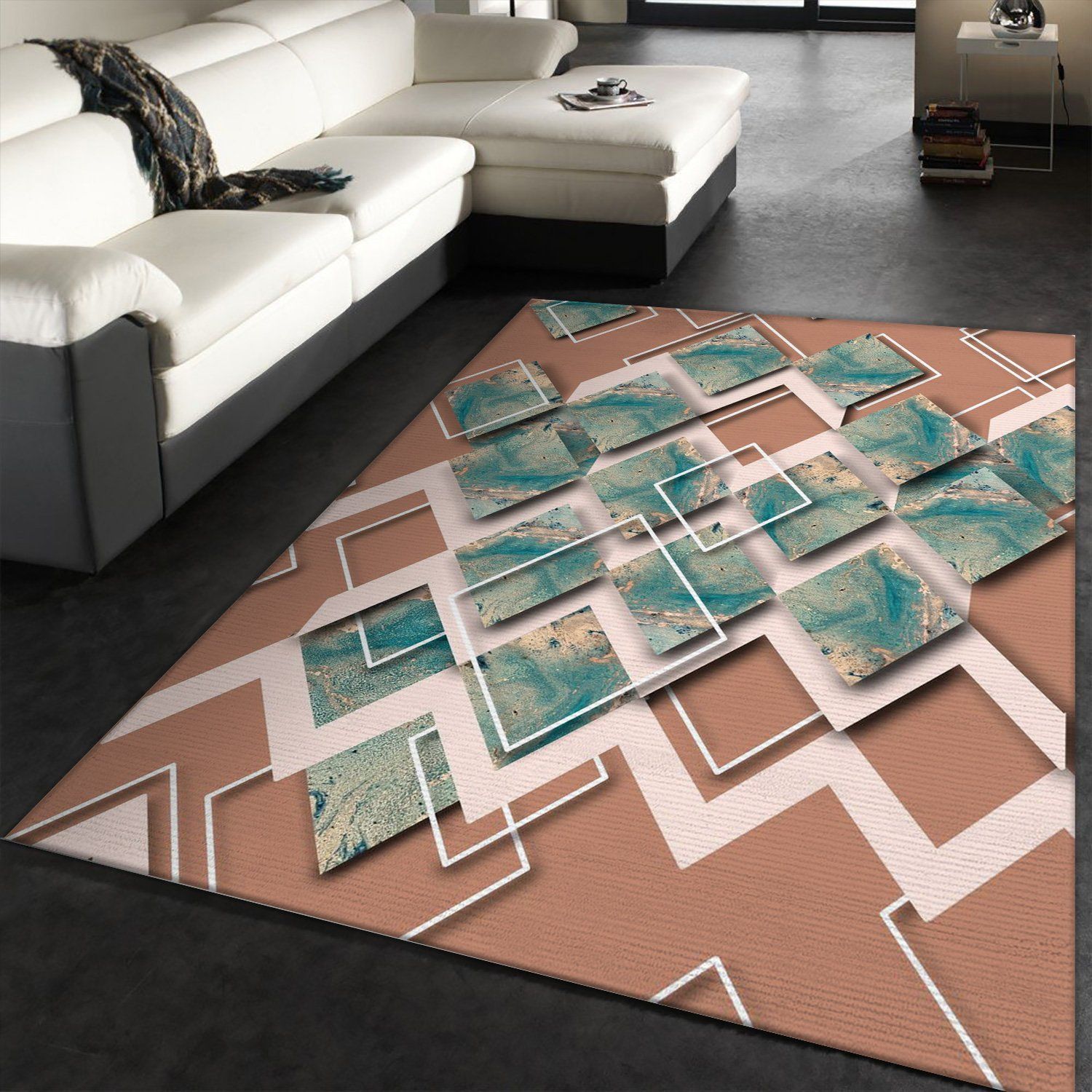 Geometric Stone Pattern Area Rug For Christmas, Kitchen Rug, Home Decor Floor Decor - Indoor Outdoor Rugs