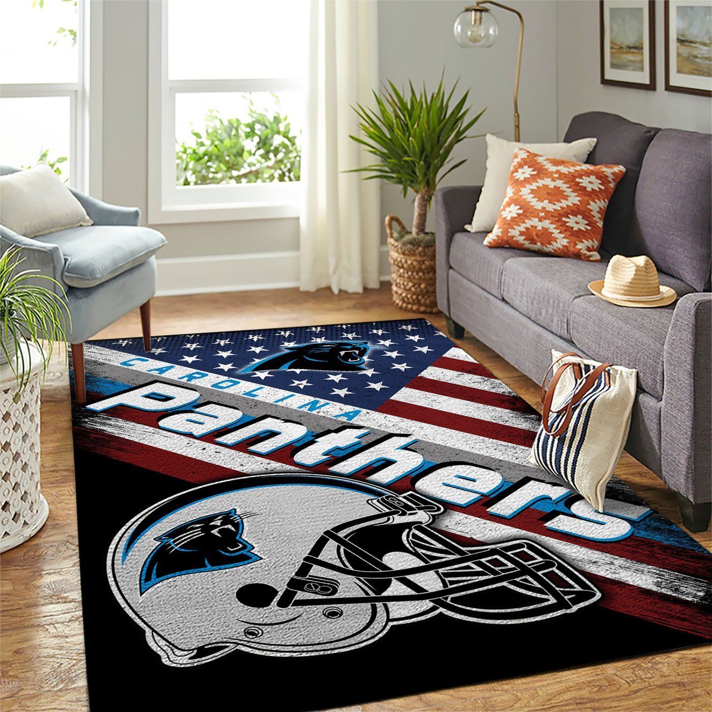 Carolina Panthers Nfl Team Logo American Style Nice Gift Home Decor Rectangle Area Rug - Indoor Outdoor Rugs